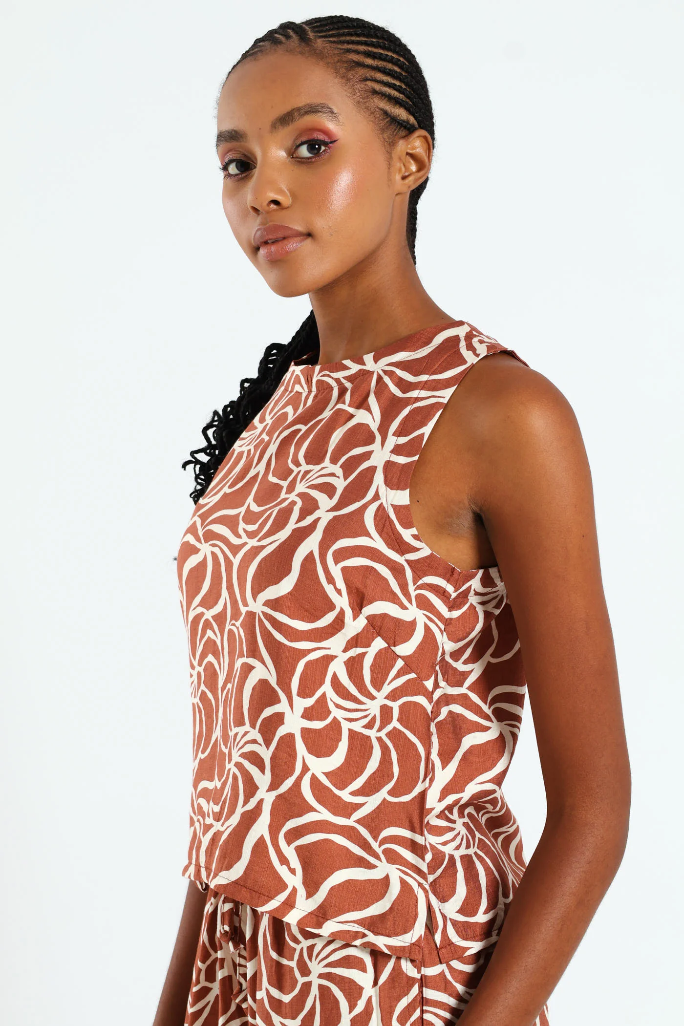 Side Slit Shell Tank - Rust/Cream - Image 3