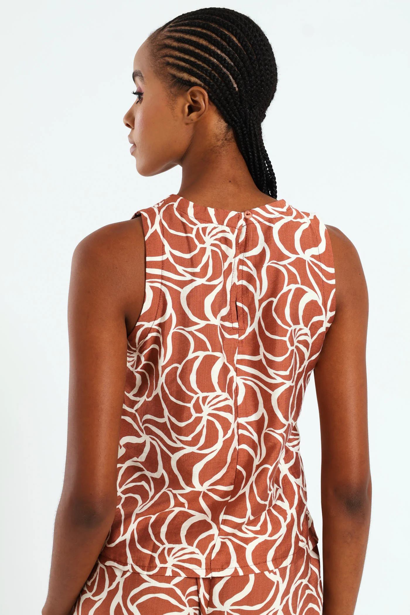 Side Slit Shell Tank - Rust/Cream - Image 4