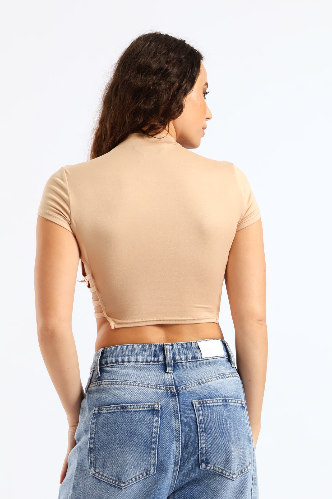 Side Strap Tee - Beige - Image 3