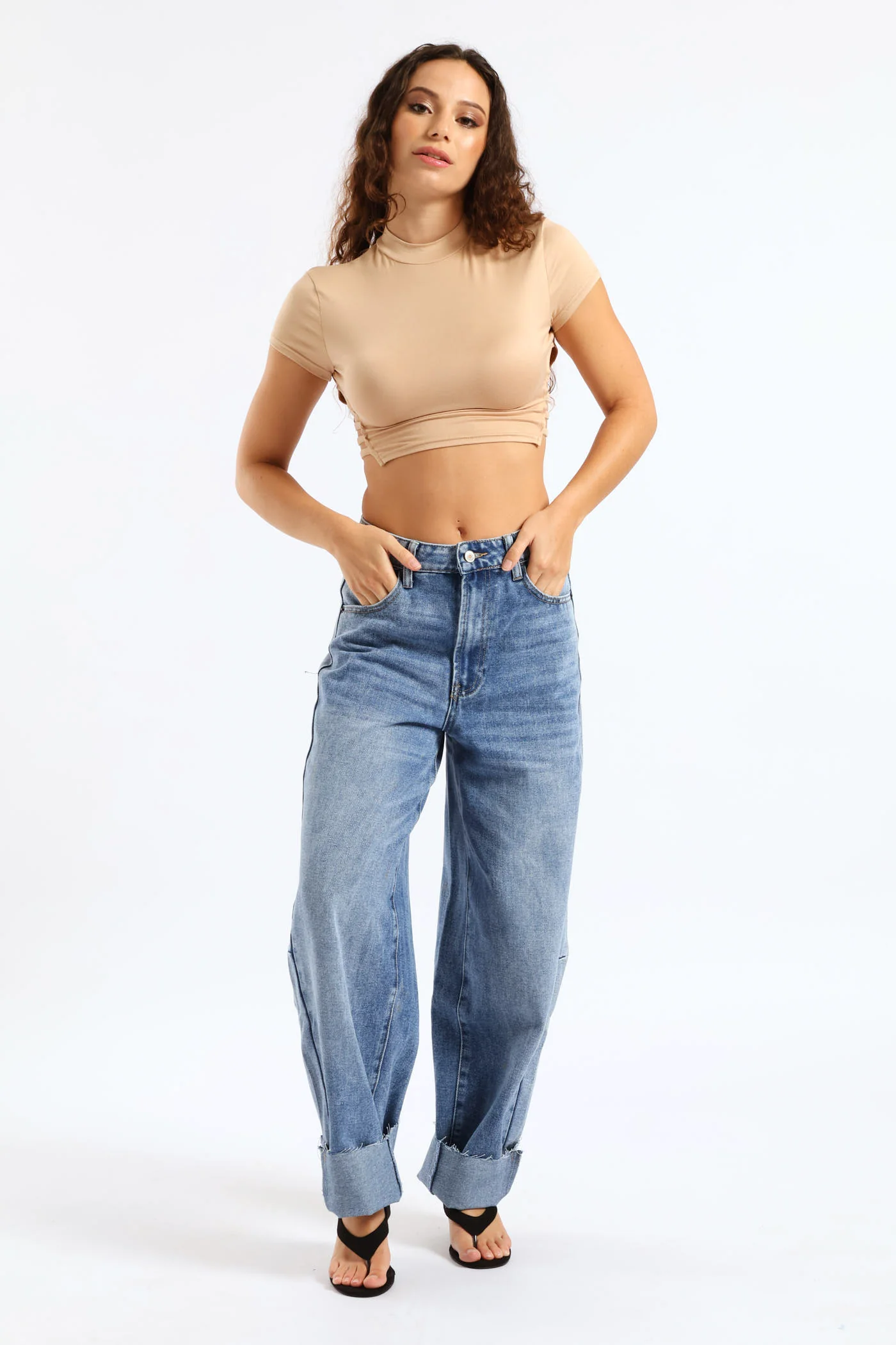 Side Strap Tee - Beige - Image 4