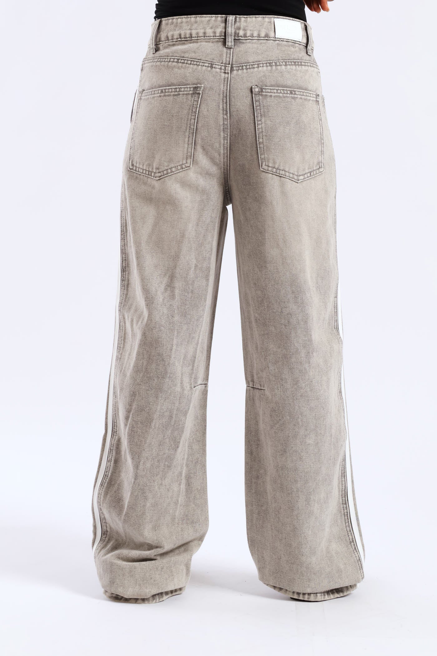 Side Stripe Balloon Jean - Grey - Image 3