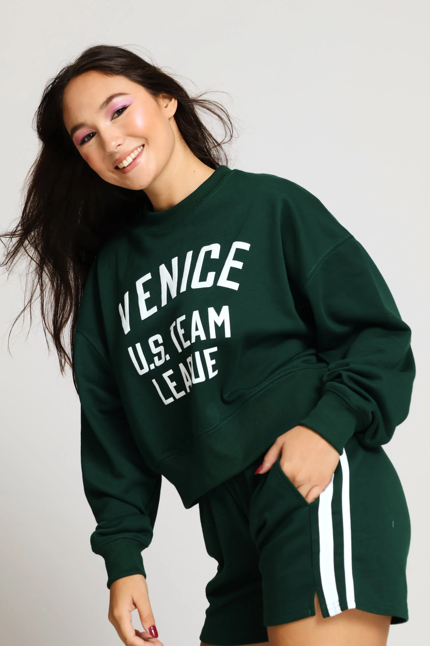 Side Stripe Fleece Short - Bottle Green - Image 6