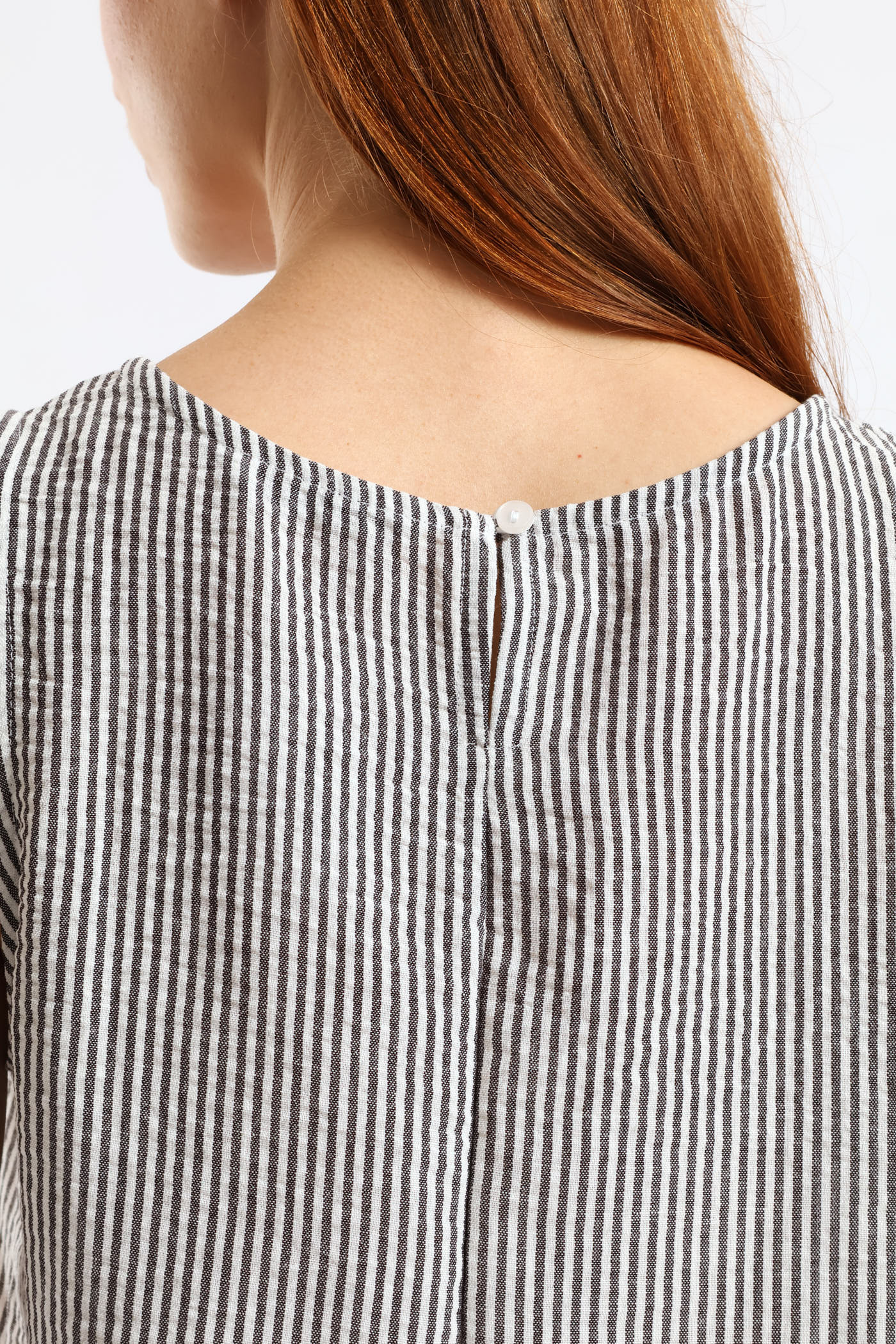 Side Tie Detail Pinstripe Shell Tank - Cream/Black - Image 6