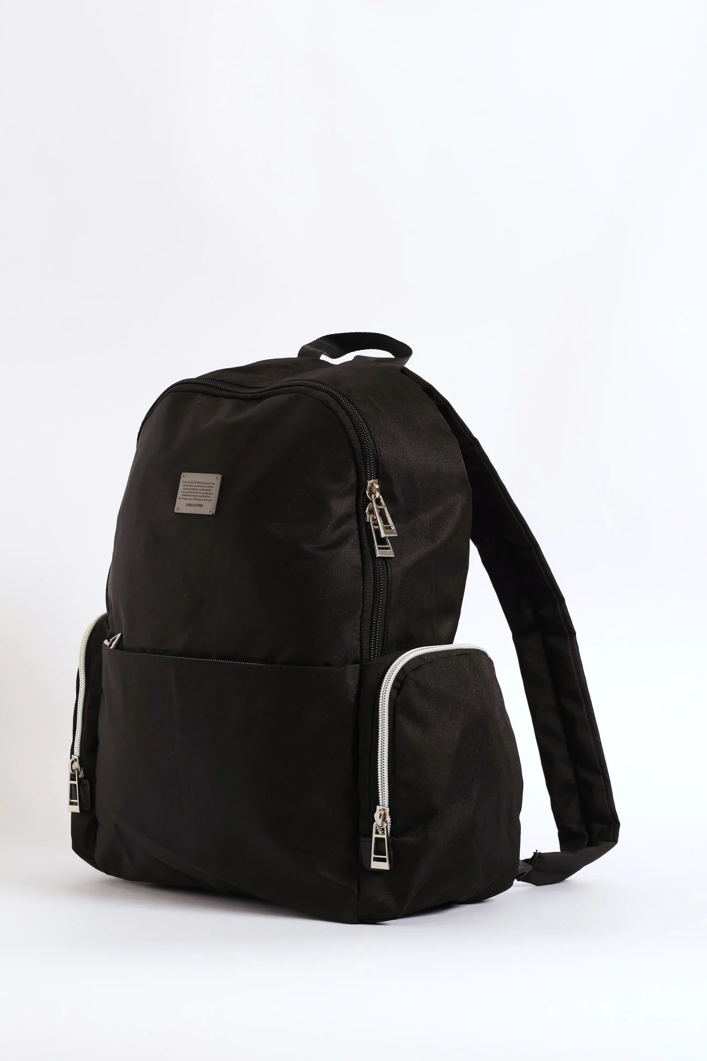 Side Zip Backpack - Black - Image 3