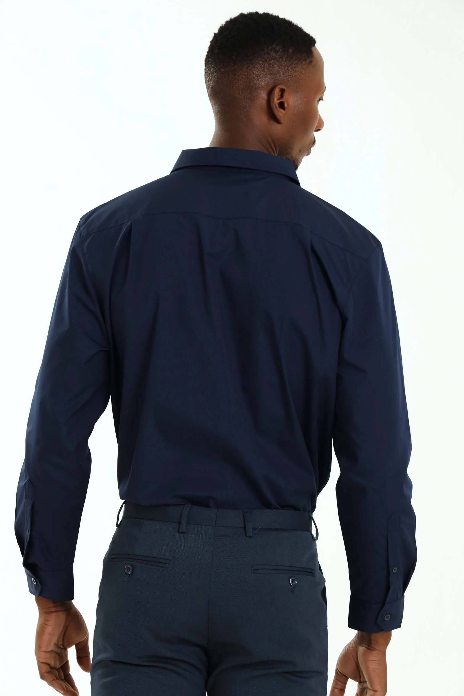 Easy Care Long Sleeve Shirt - Navy - Image 4