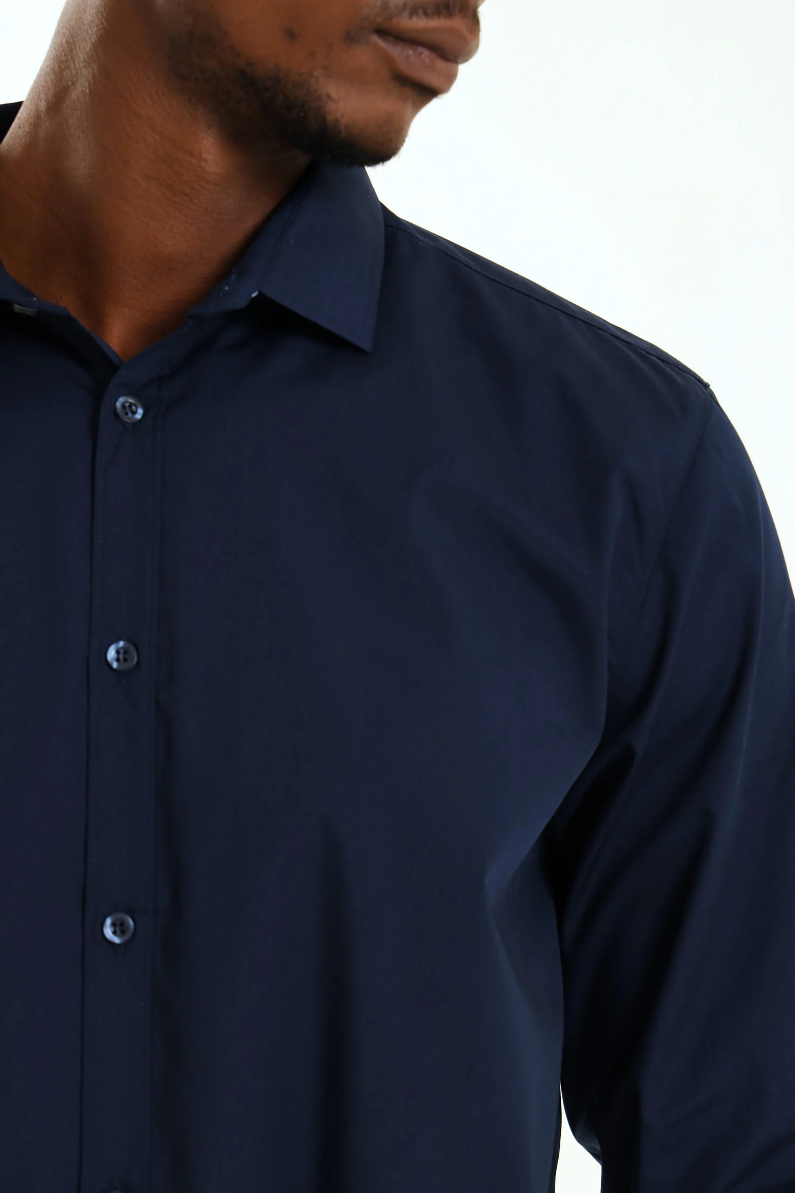 Easy Care Long Sleeve Shirt - Navy - Image 6