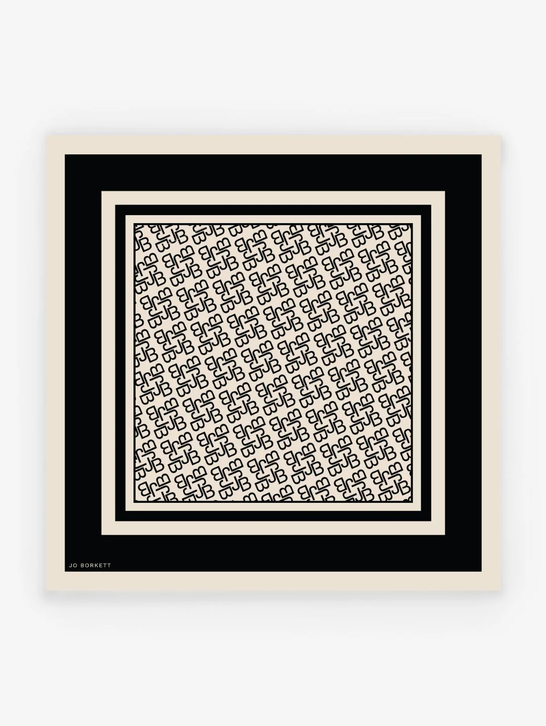 Silk Touch Monogram Neckerchief - Cream/Black - Image 2