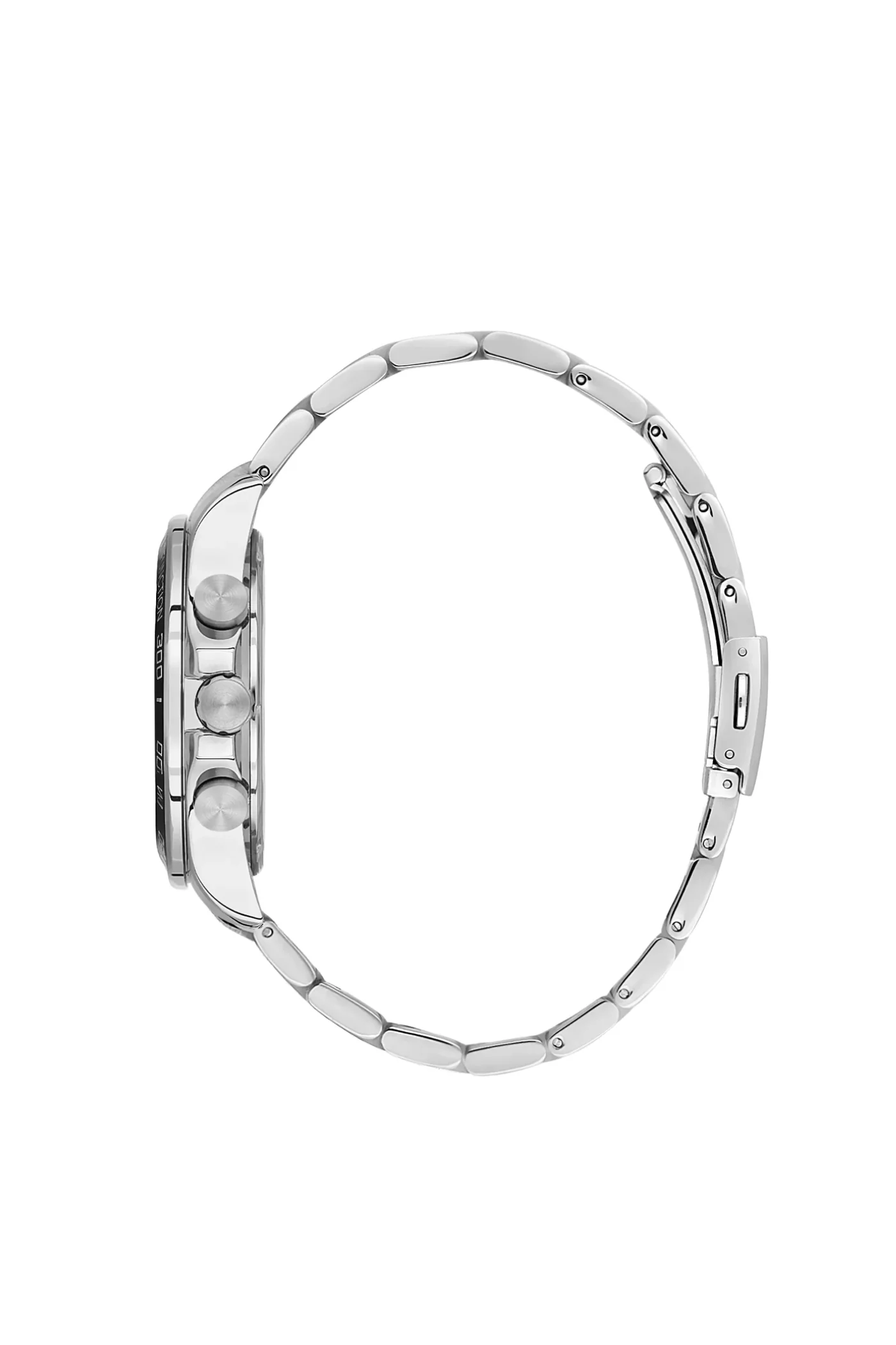 Silver Case & Black Dial Stainless Steel Bracelet Watch - Image 2