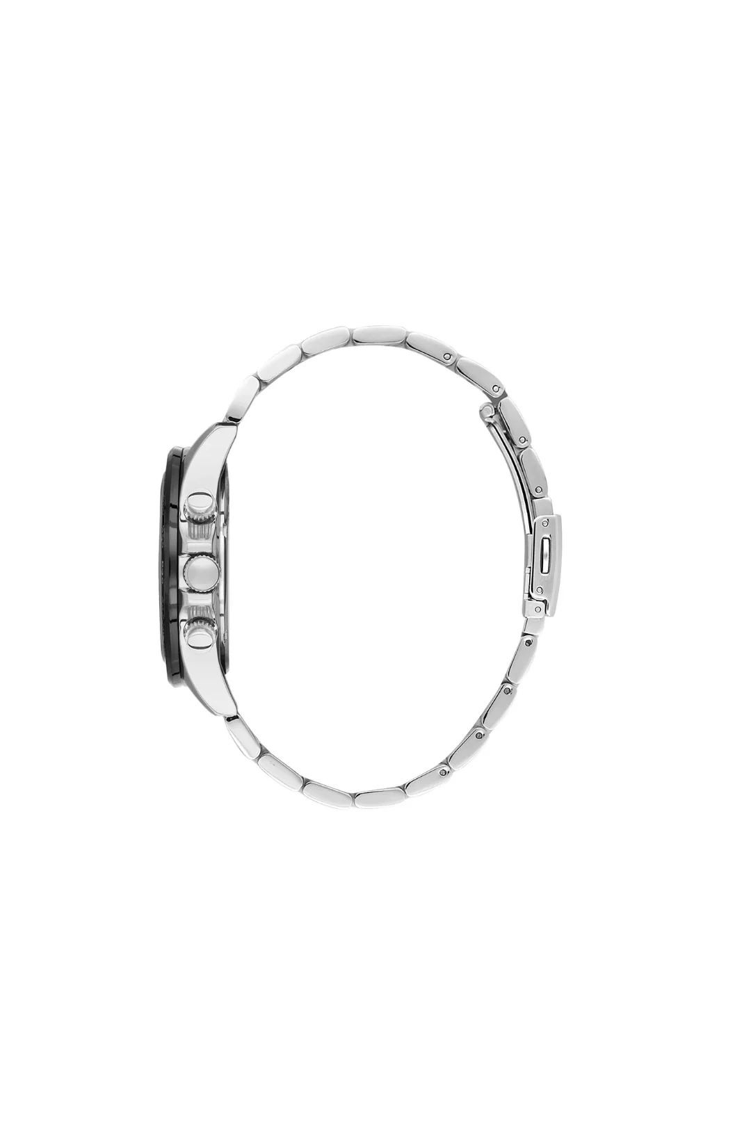 Silver Case & Black Top Ring Stainless Steel Bracelet Watch - Image 2