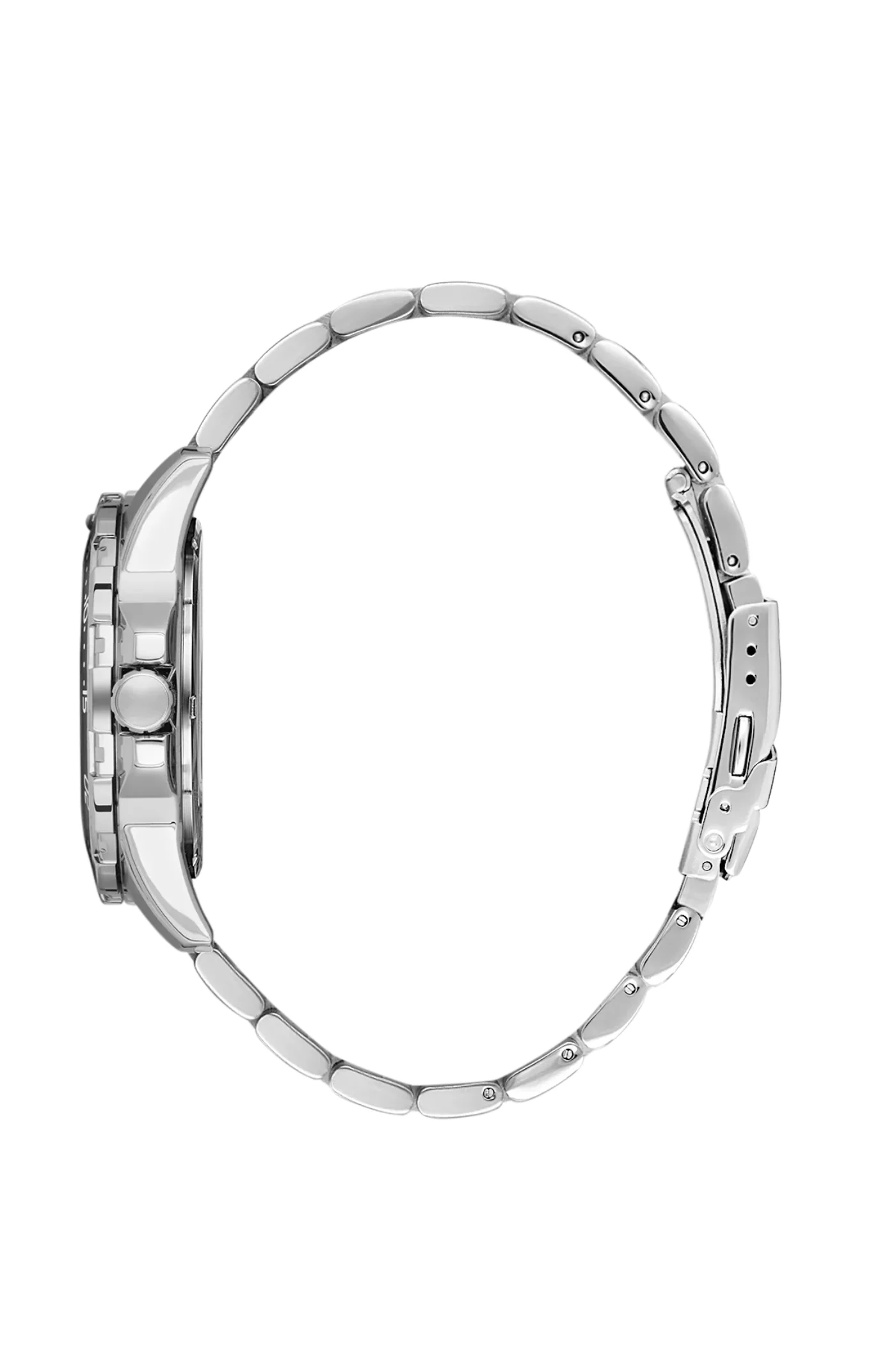 Silver Case & Black Top Ring Stainless Steel Bracelet Watch - Silver - Image 2