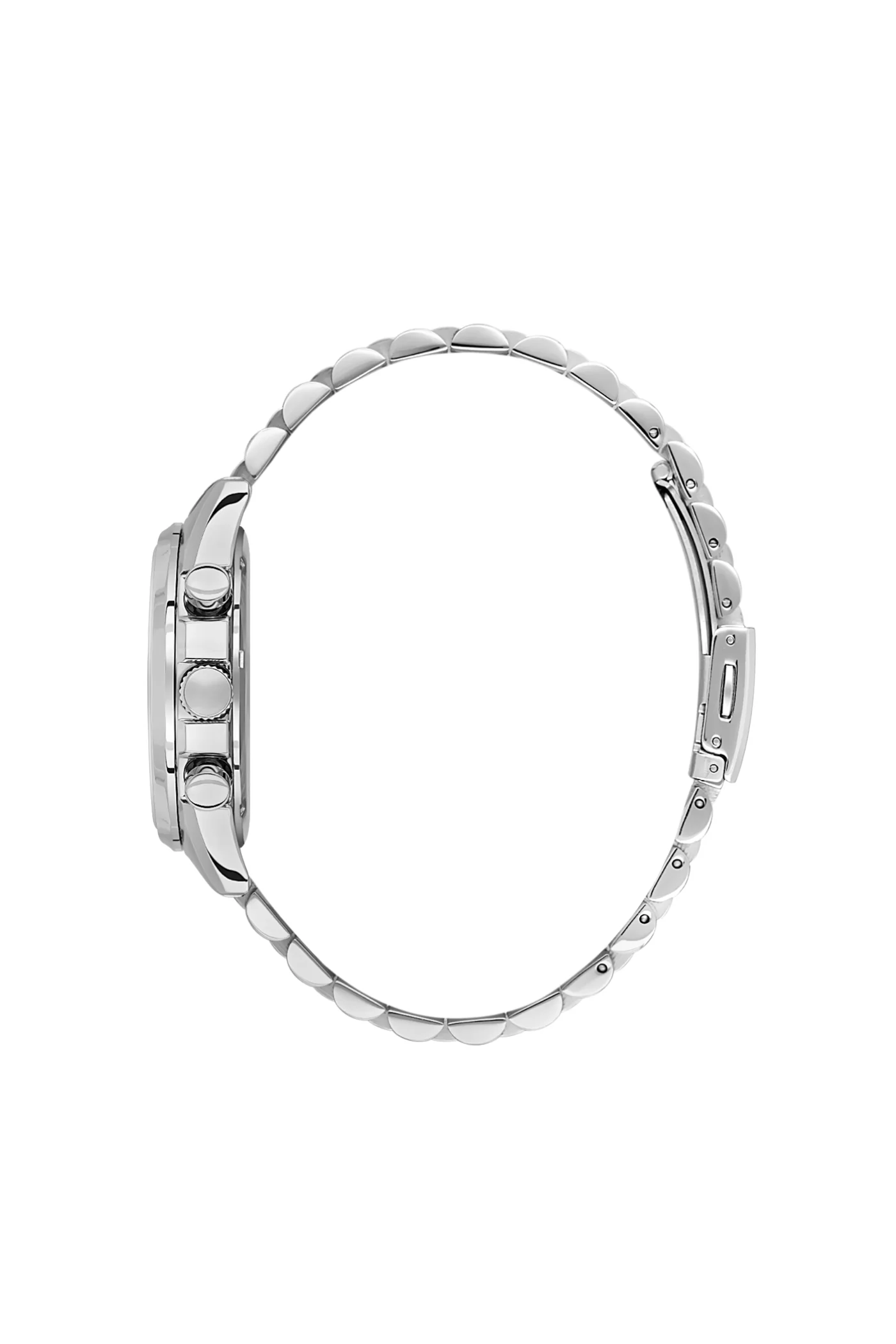 Silver Case & Black Top Ring Stainless Steel Bracelet Watch - Silver - Image 2