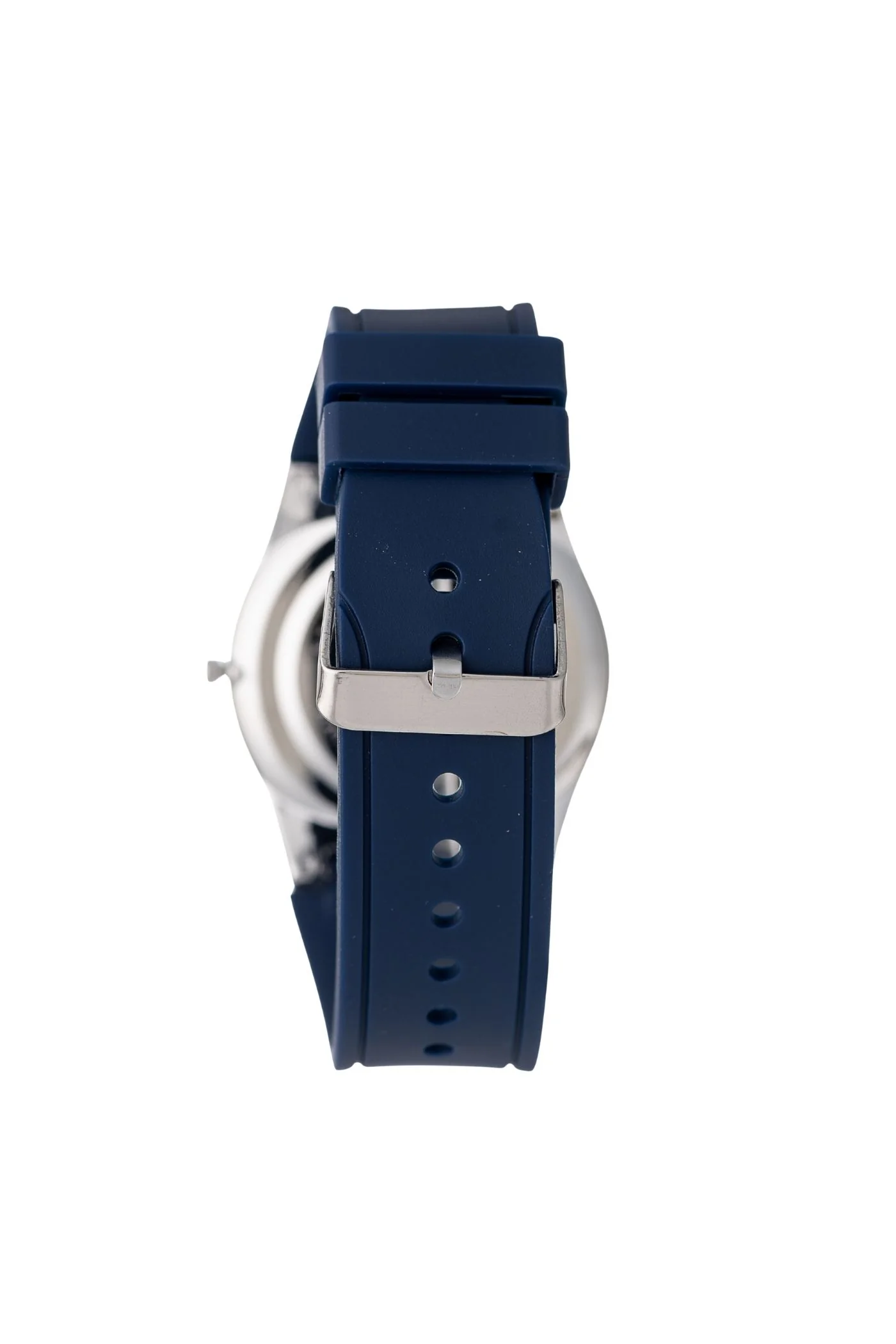 Silver Case Navy Blue Dial & Strap Watch - Silver - Image 3