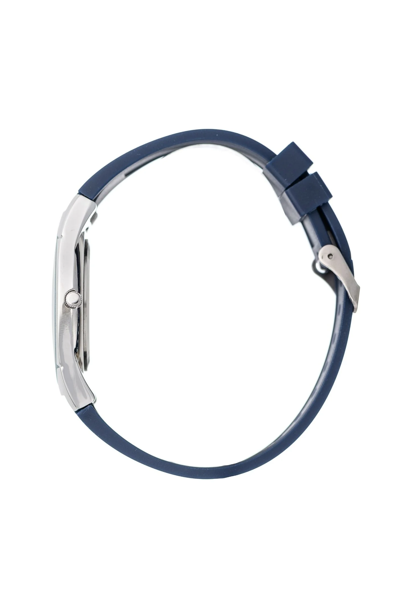 Silver Case Navy Blue Dial & Strap Watch - Silver - Image 4