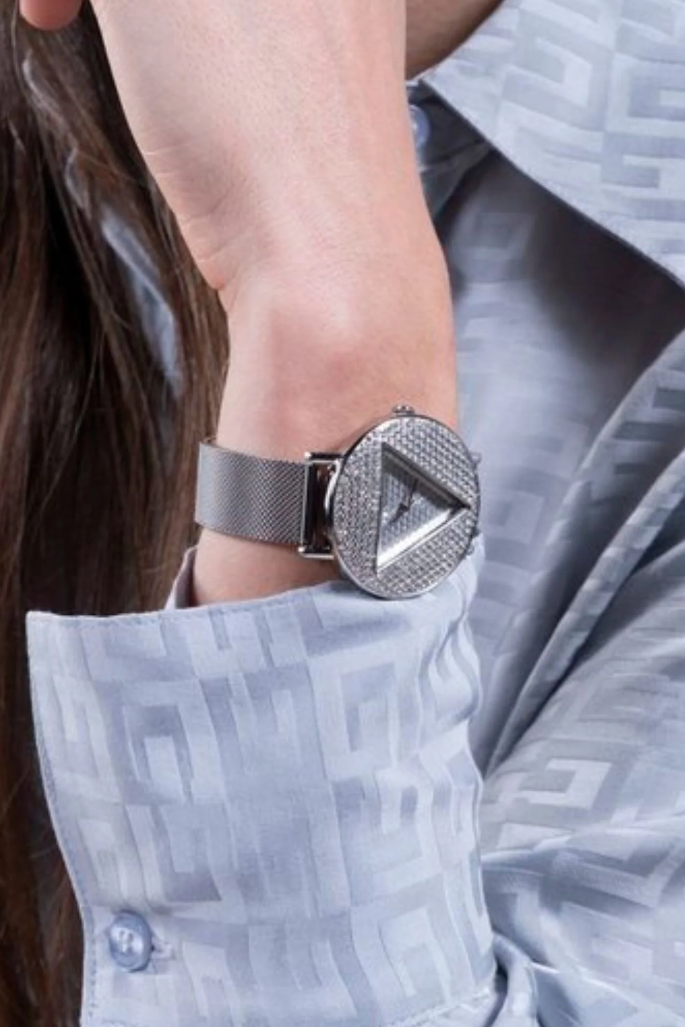 Silver Case With Crystals Sun Glitz Logo Dial Watch - Silver - Image 2