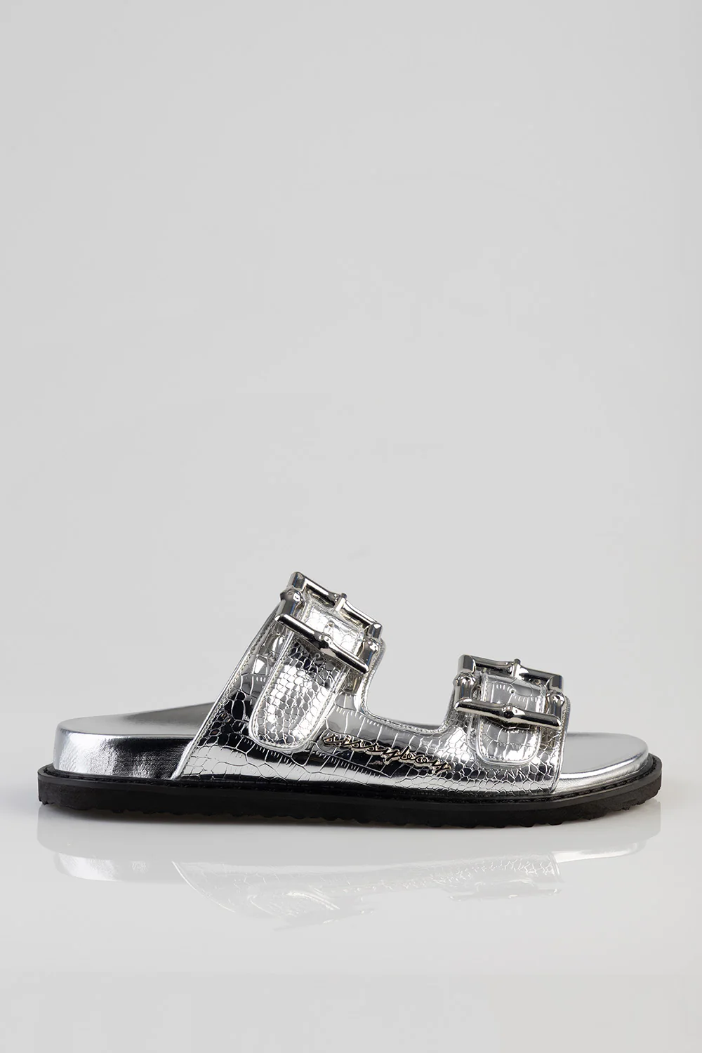 Silvia Double Strap Sandal - Silver - Image 4