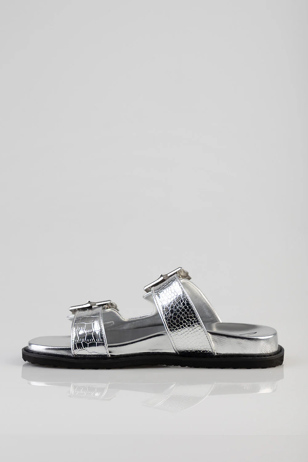 Silvia Double Strap Sandal - Silver - Image 5