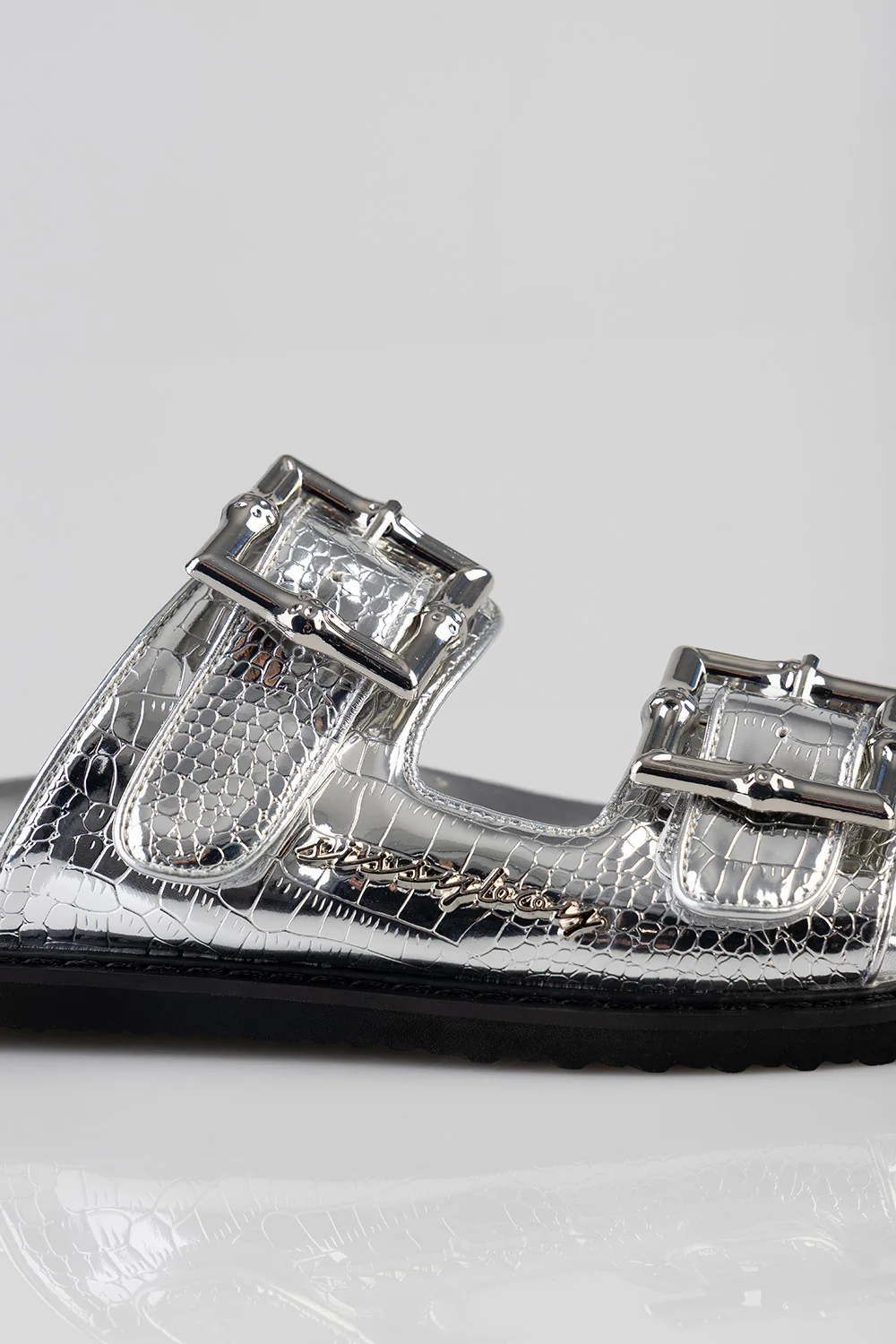 Silvia Double Strap Sandal - Silver - Image 6
