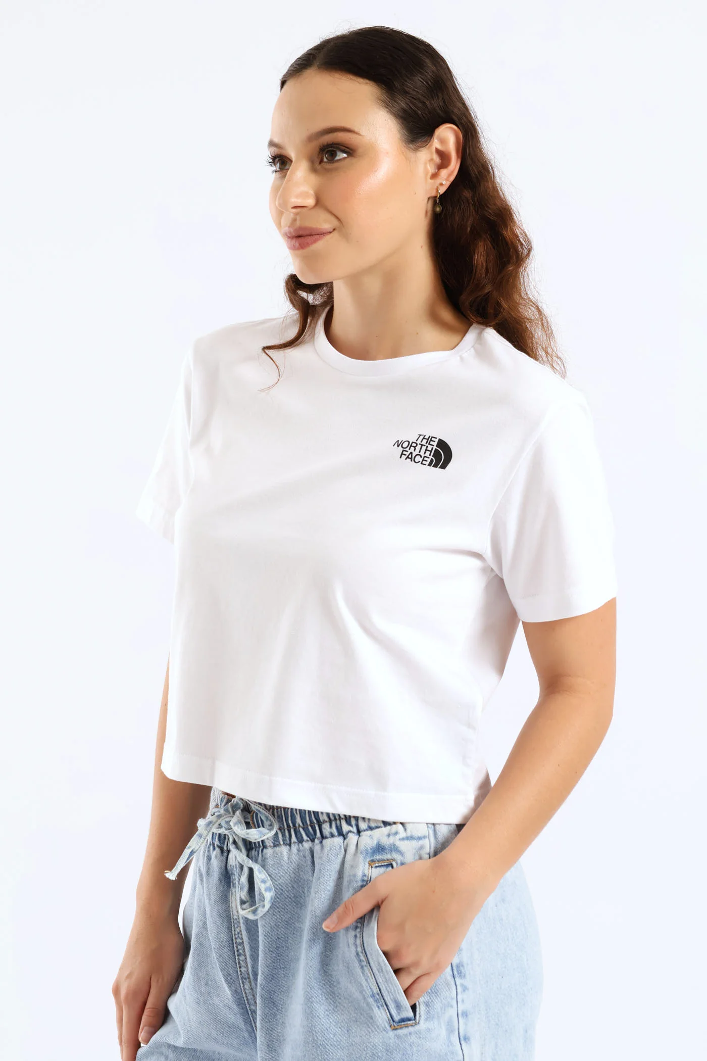 Simple Dome Cropped Slim Tee - White - Image 3