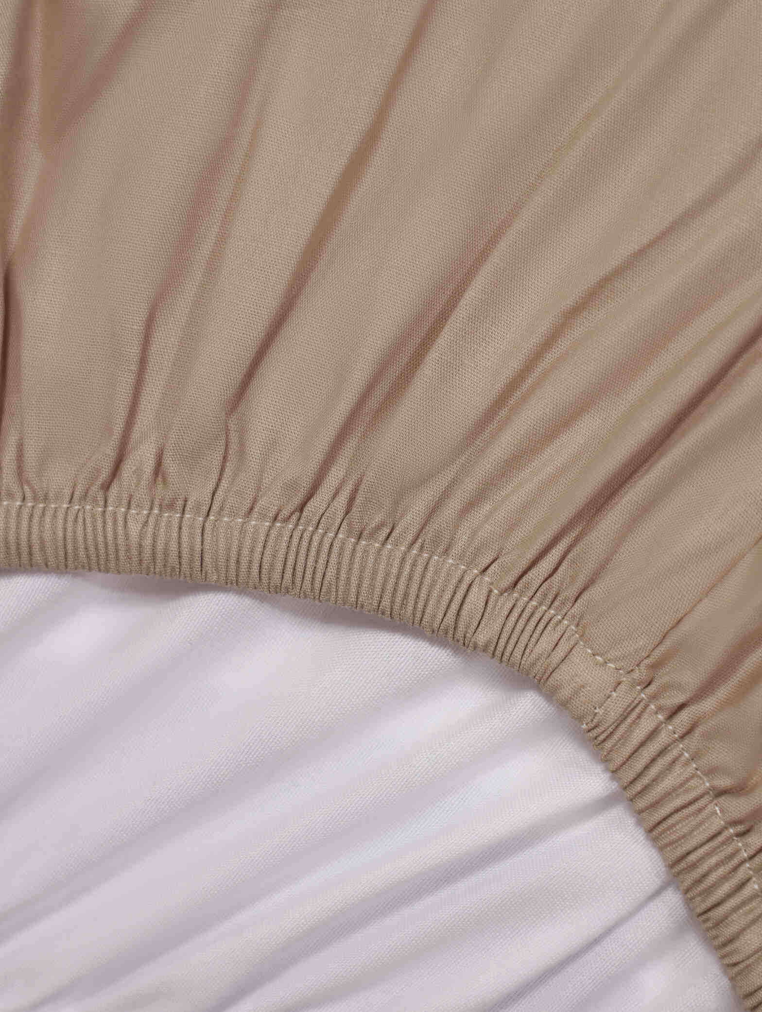 Single & 3/4 200TC Extra Length Fitted Sheet - Stone - Image 3