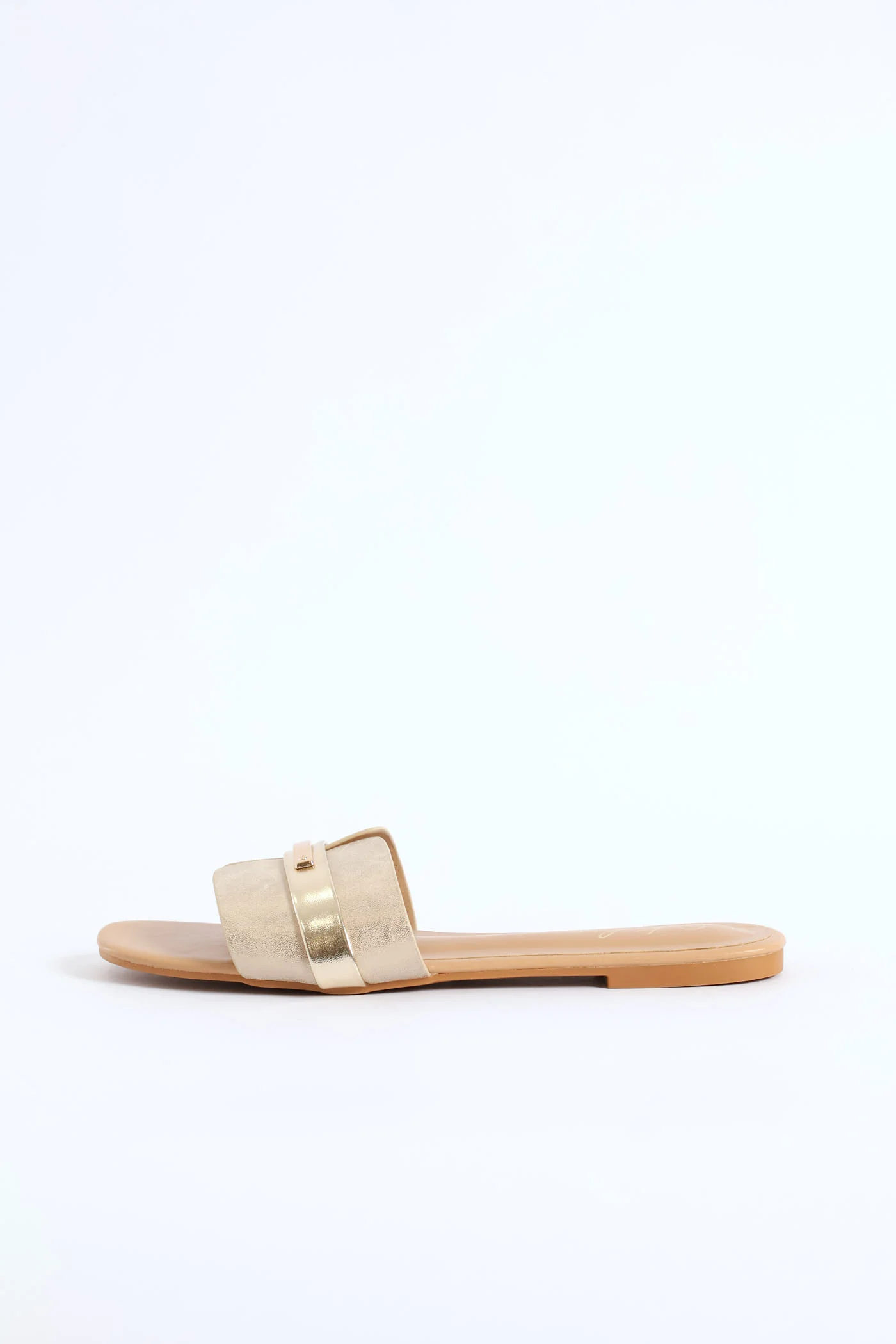 Single Band Metallic Strip Mule Sandal - Off White - Image 4