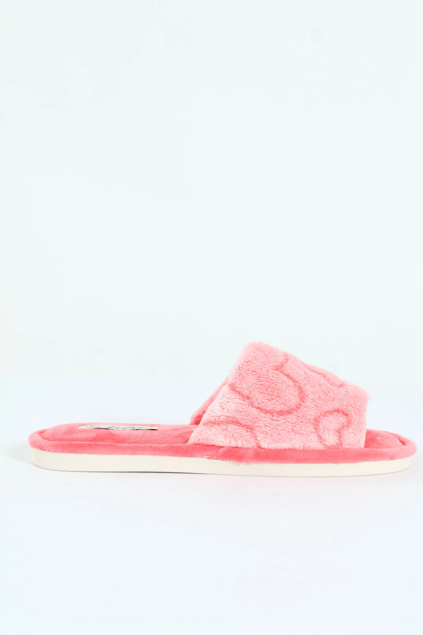Single Band Mule Slipper With Embossed Hearts - Coral - Image 2
