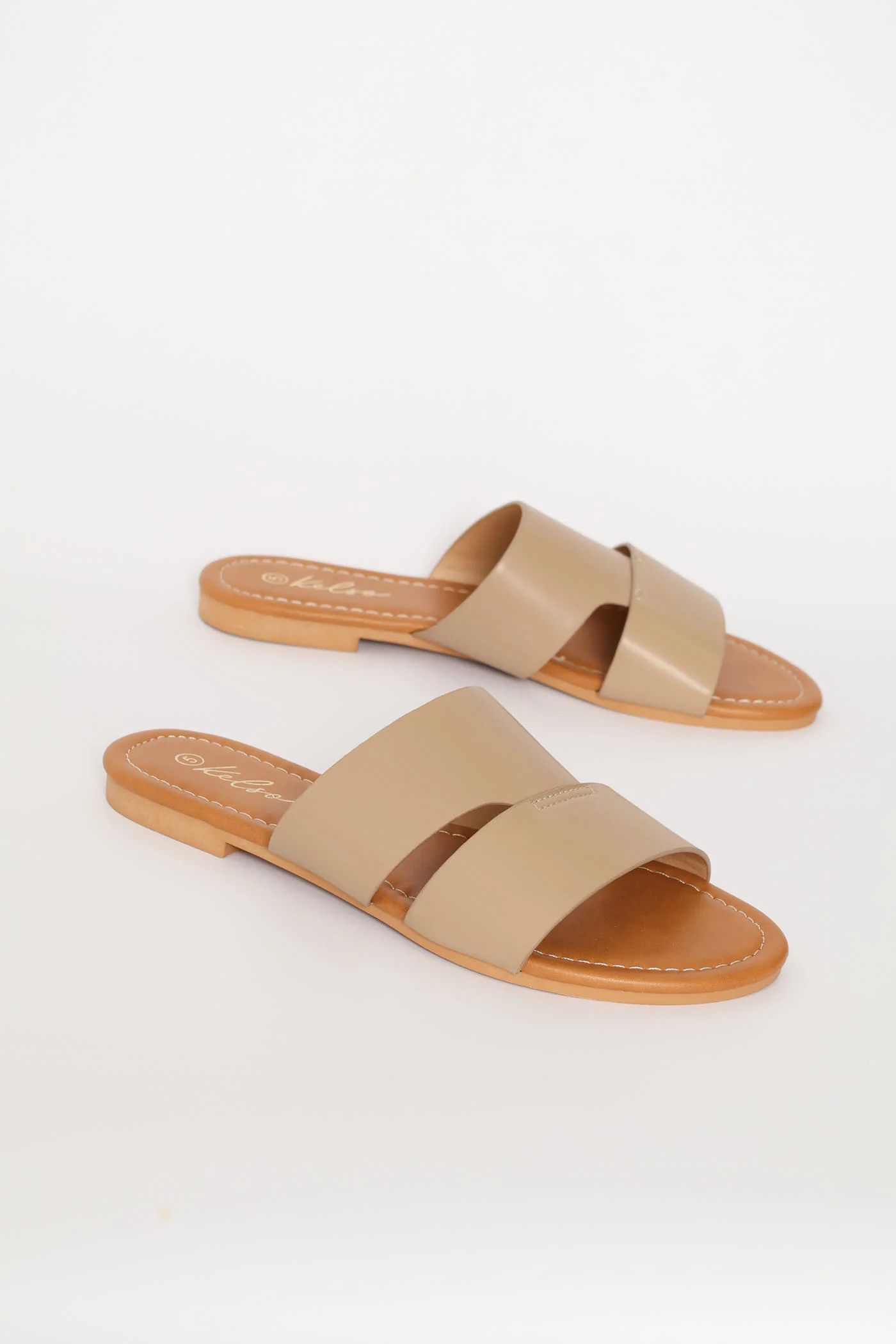 Single Band Sandal With Stitch Detail - Taupe - Image 3