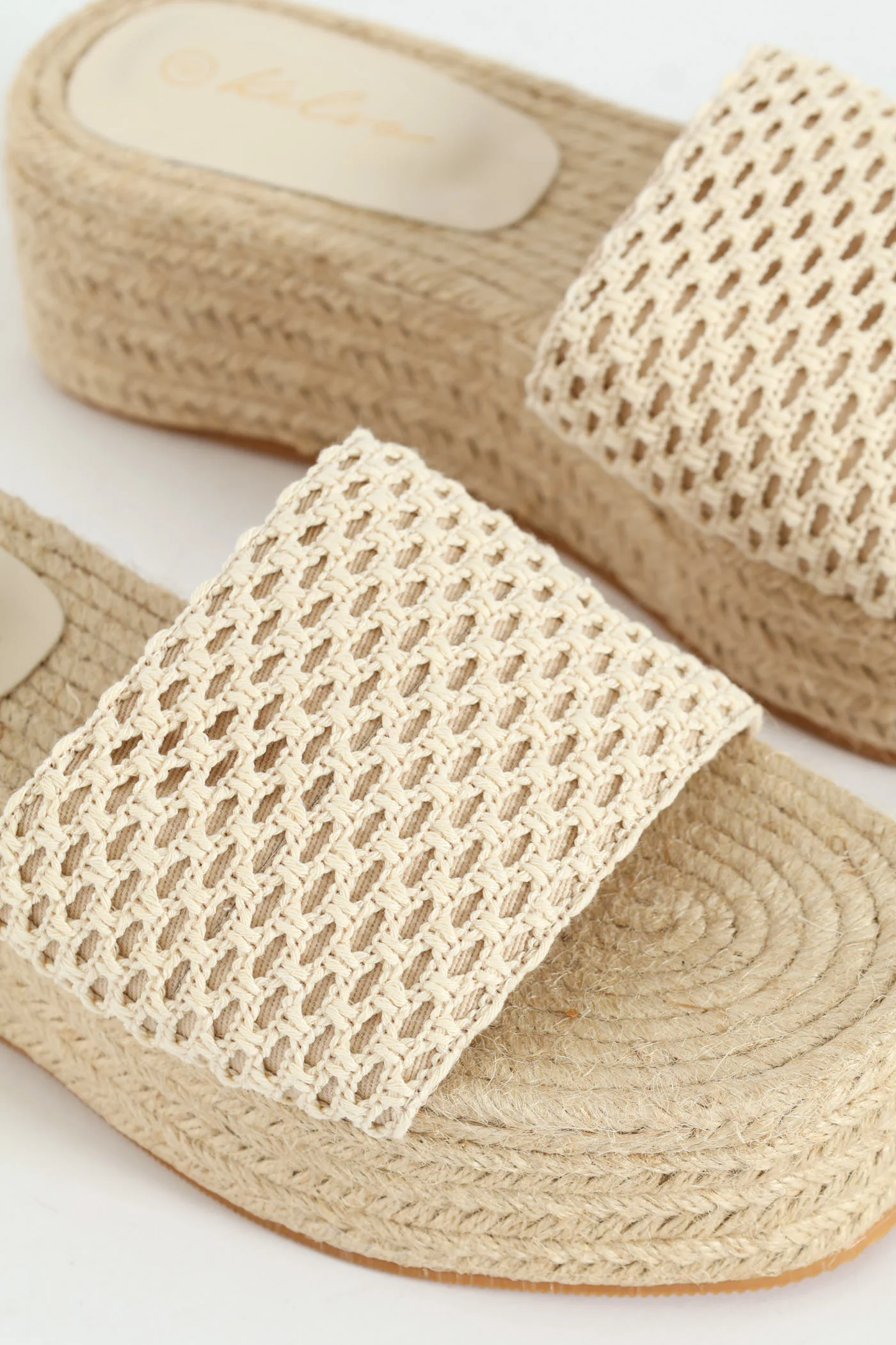 Single Banded Mule Espadrille Flatform Sandal - Natural - Image 2