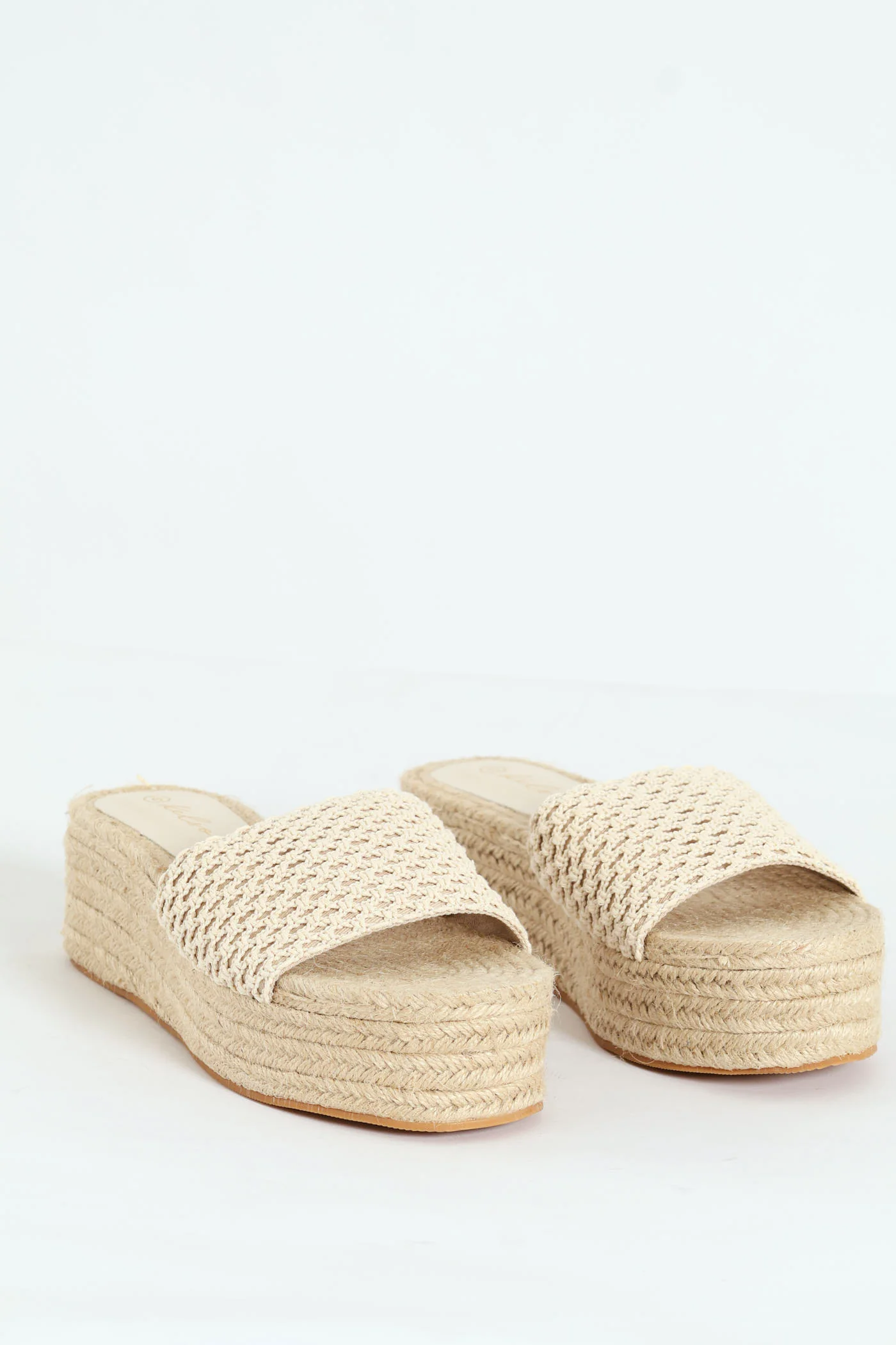 Single Banded Mule Espadrille Flatform Sandal - Natural - Image 3
