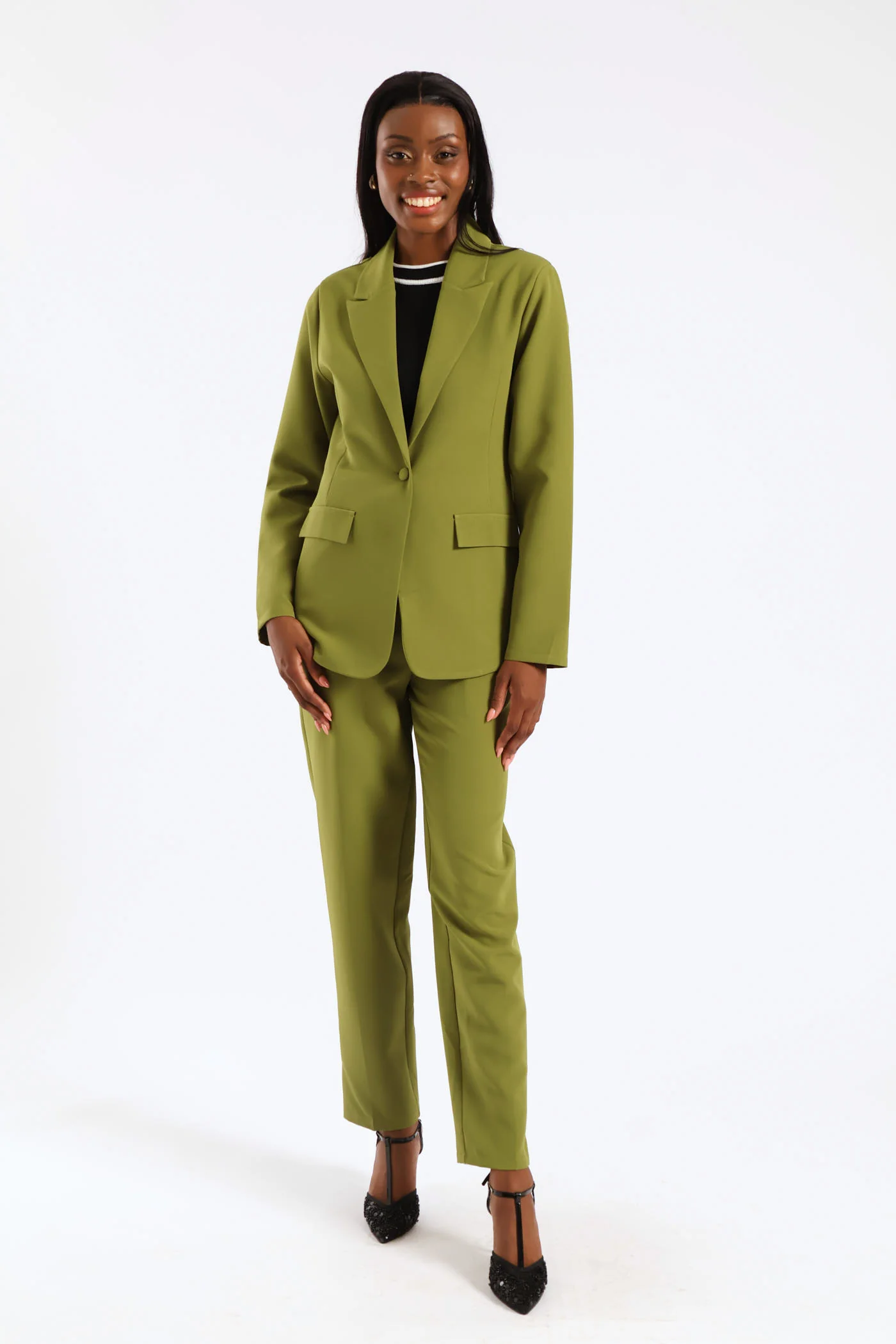 Single Breasted Darted Blazer - Matcha - Image 2