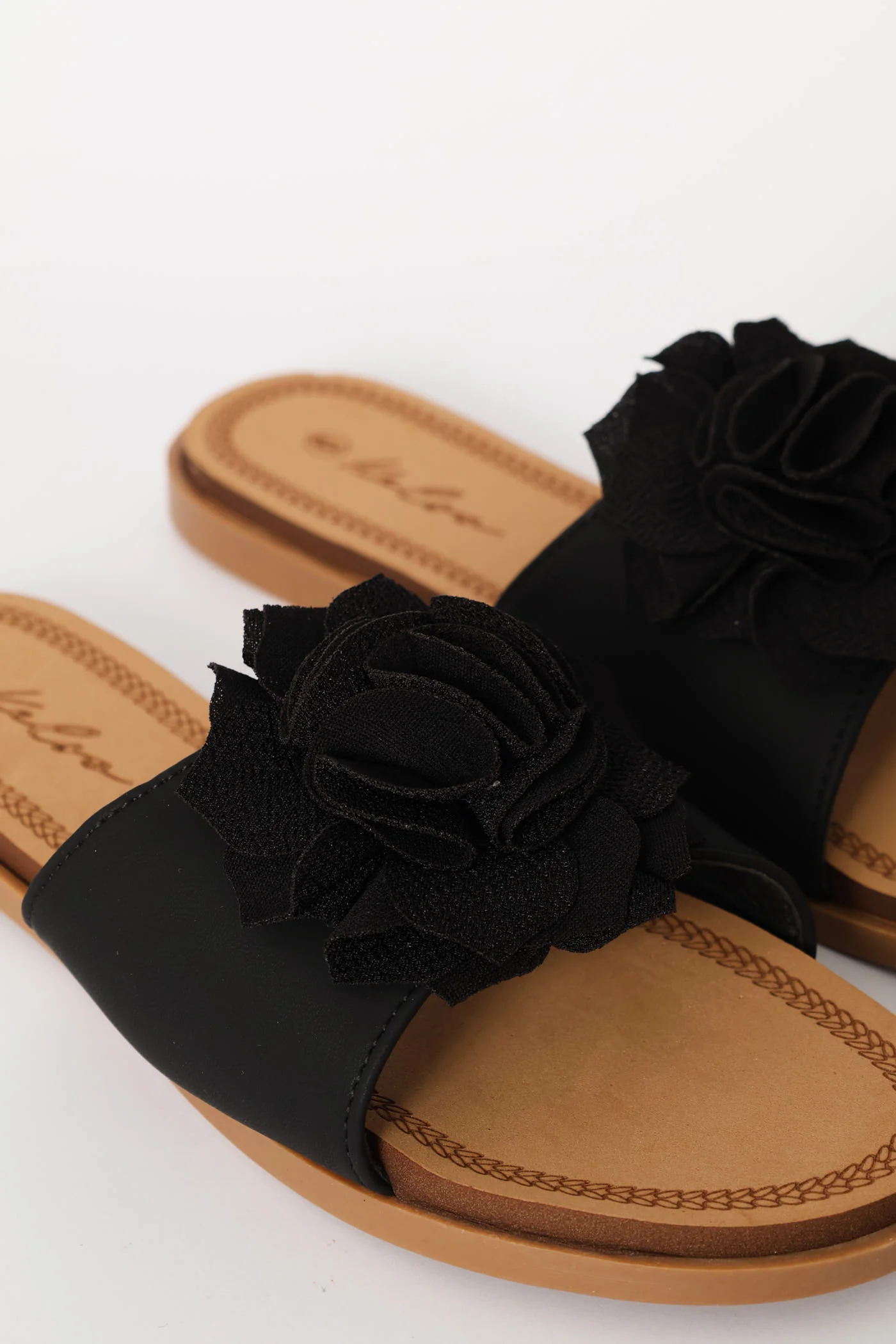 Single Flower Detail Sandal - Black - Image 2