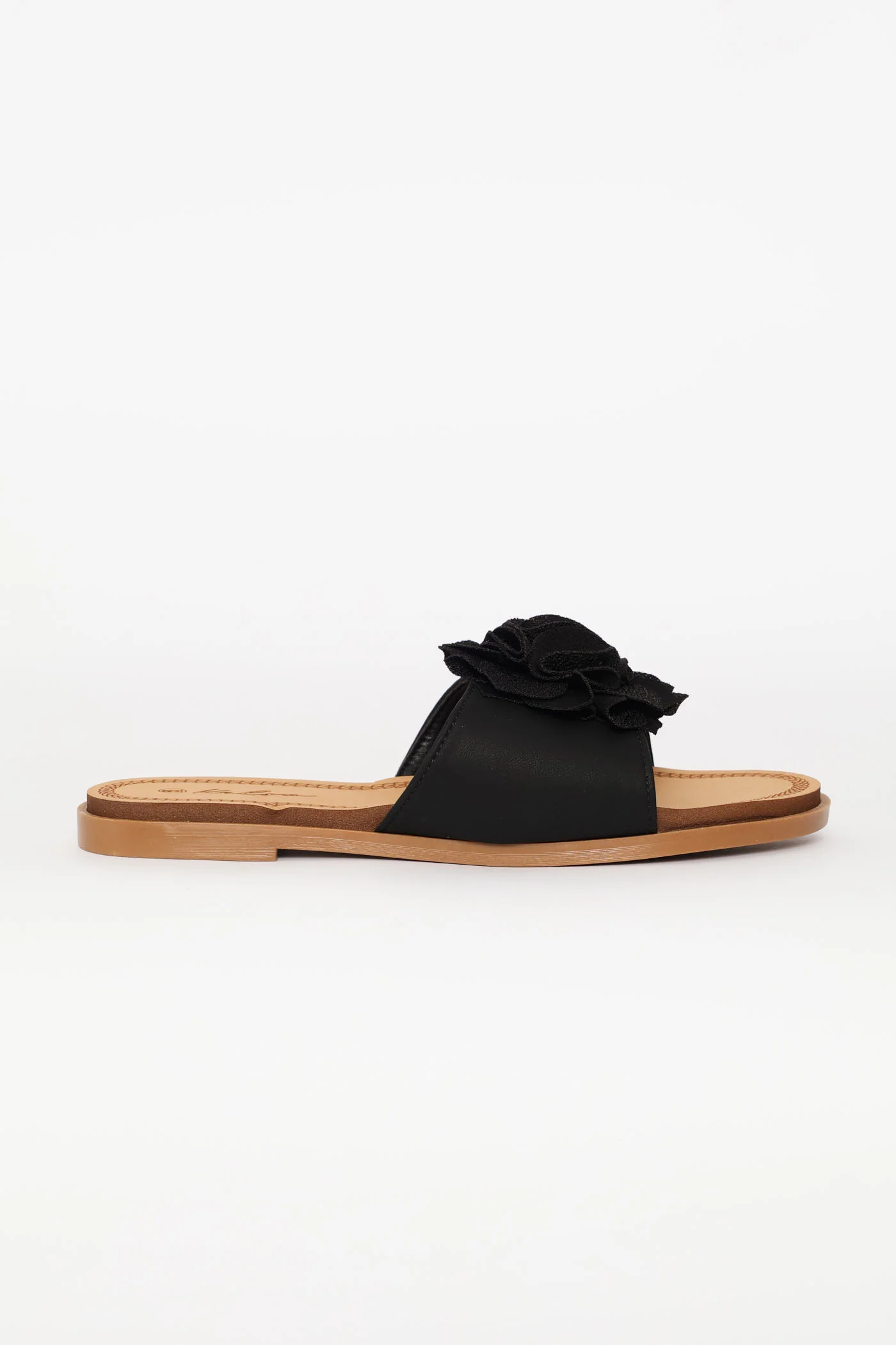 Single Flower Detail Sandal - Black - Image 3
