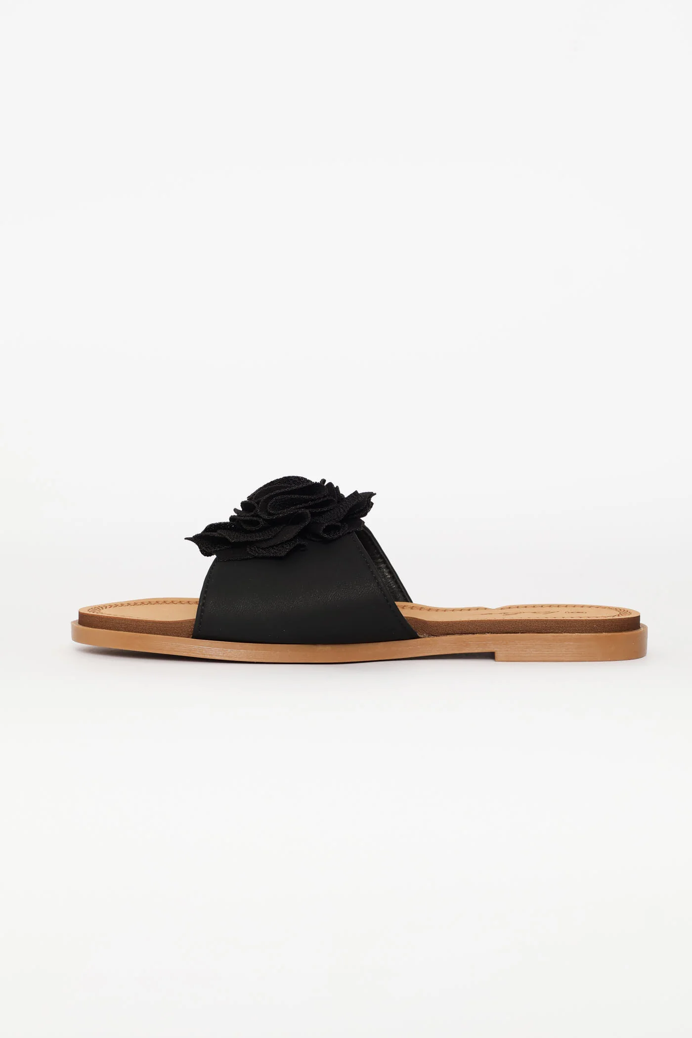 Single Flower Detail Sandal - Black - Image 4