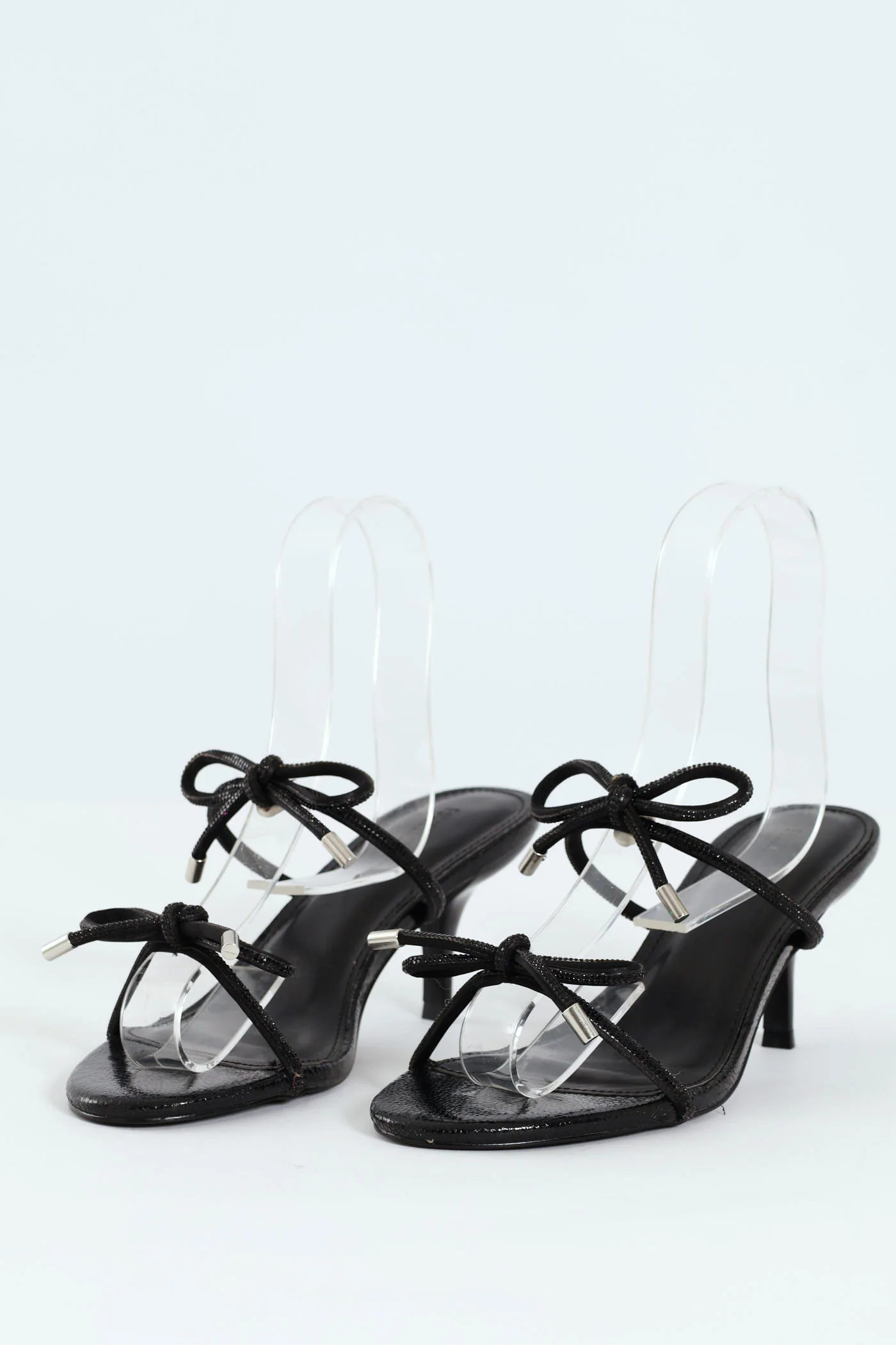 Single Sole Low Style Open Toe Heel - Black - Image 3