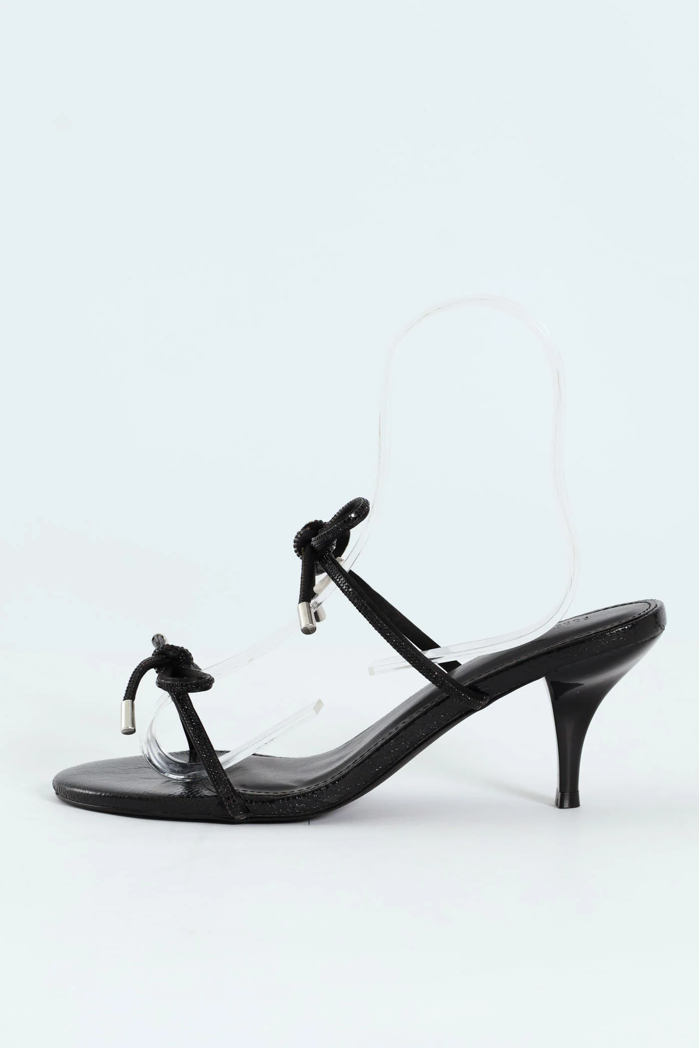 Single Sole Low Style Open Toe Heel - Black - Image 6