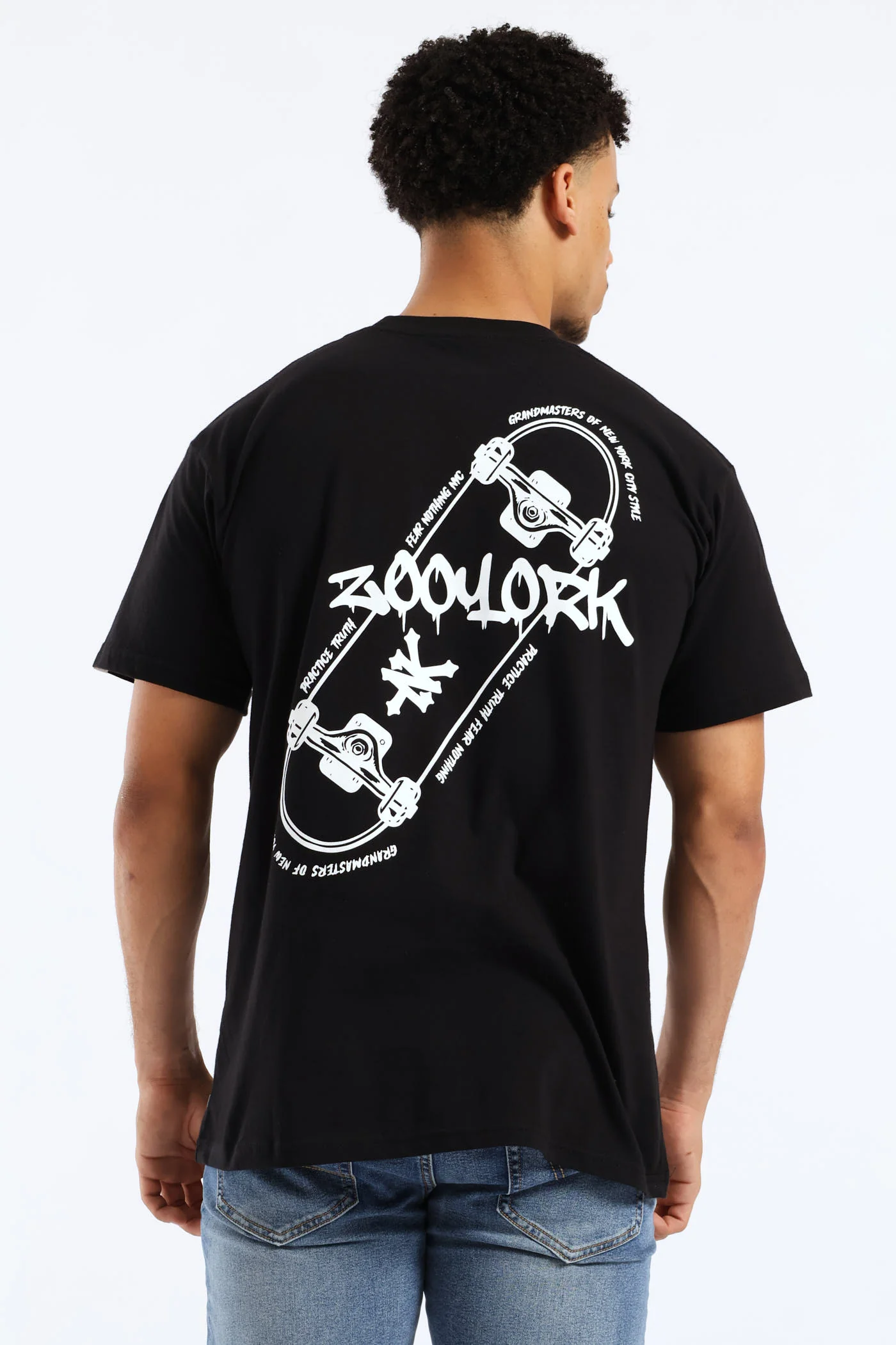 Skate Board Back Print Tee - Black - Image 2