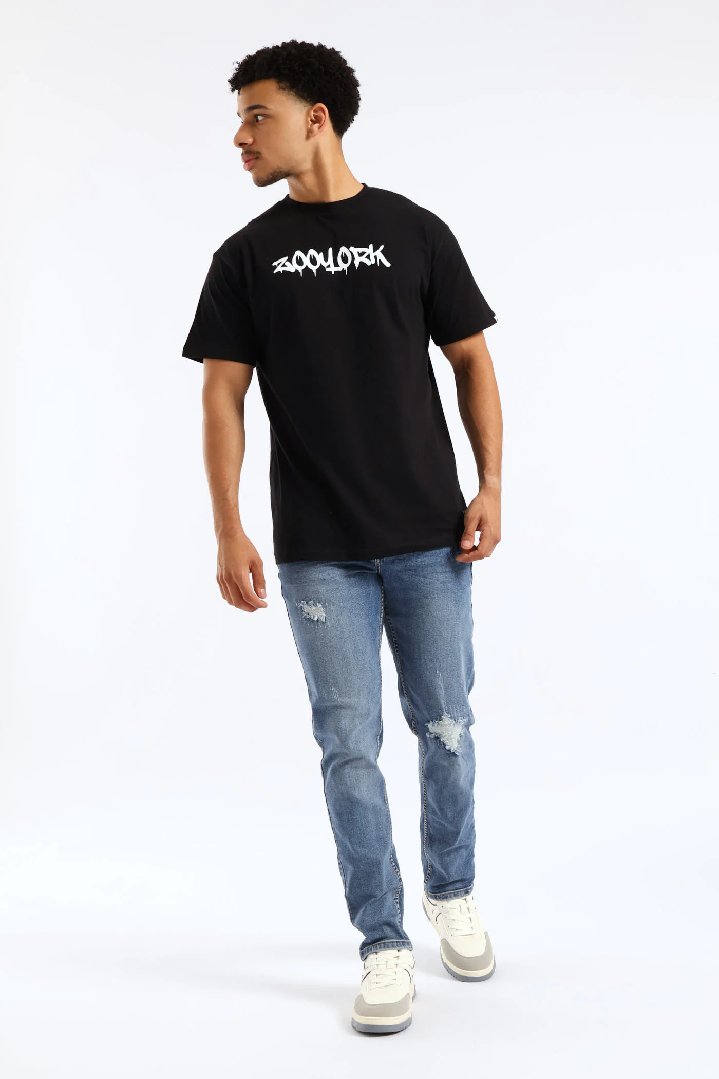 Skate Board Back Print Tee - Black - Image 5