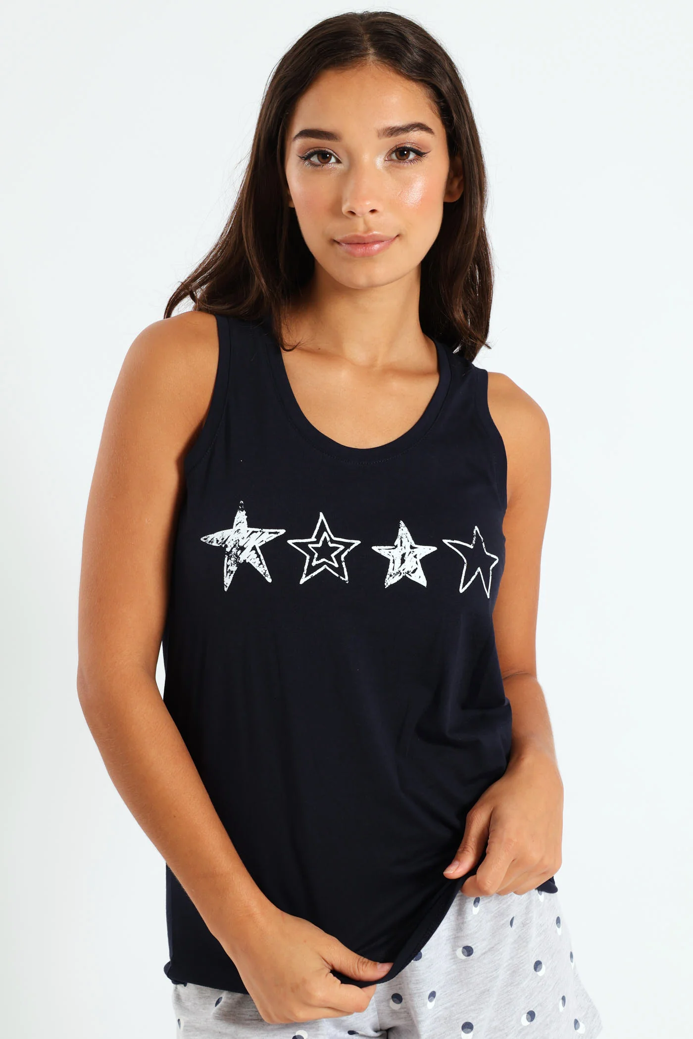Sketch Hearts Knit Tank - Navy - Image 2