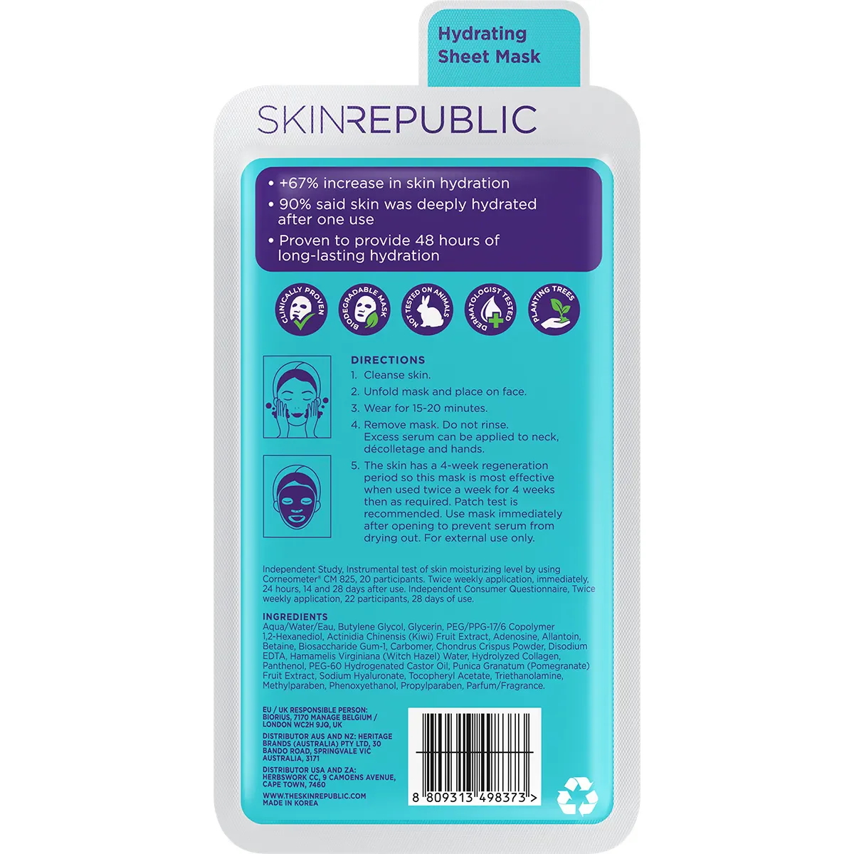 Skin Republic Hyaluronic Acid And Collagen Face Mask 25ml - Image 2