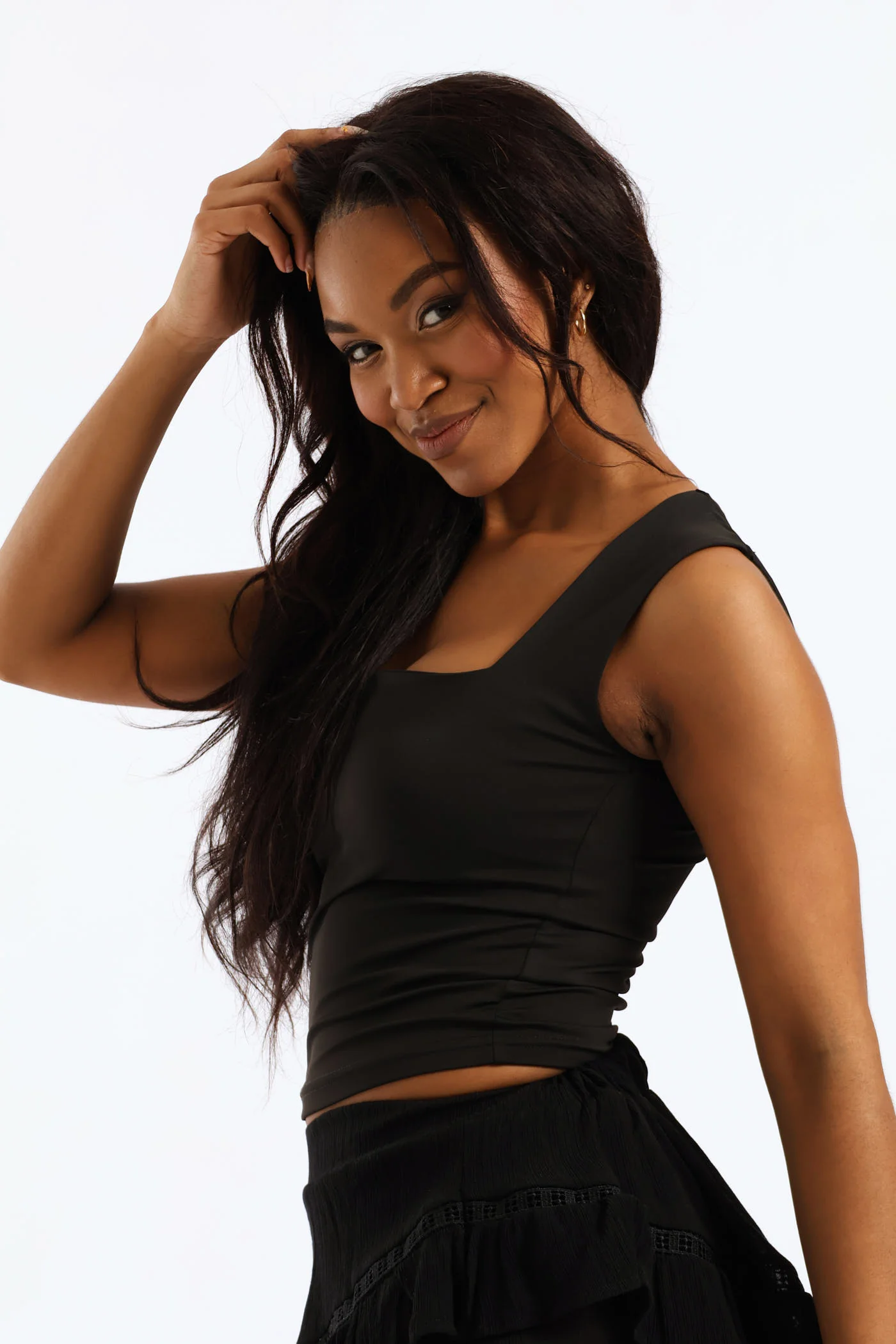 Skin Tight Square Neck Tank - Black - Image 3