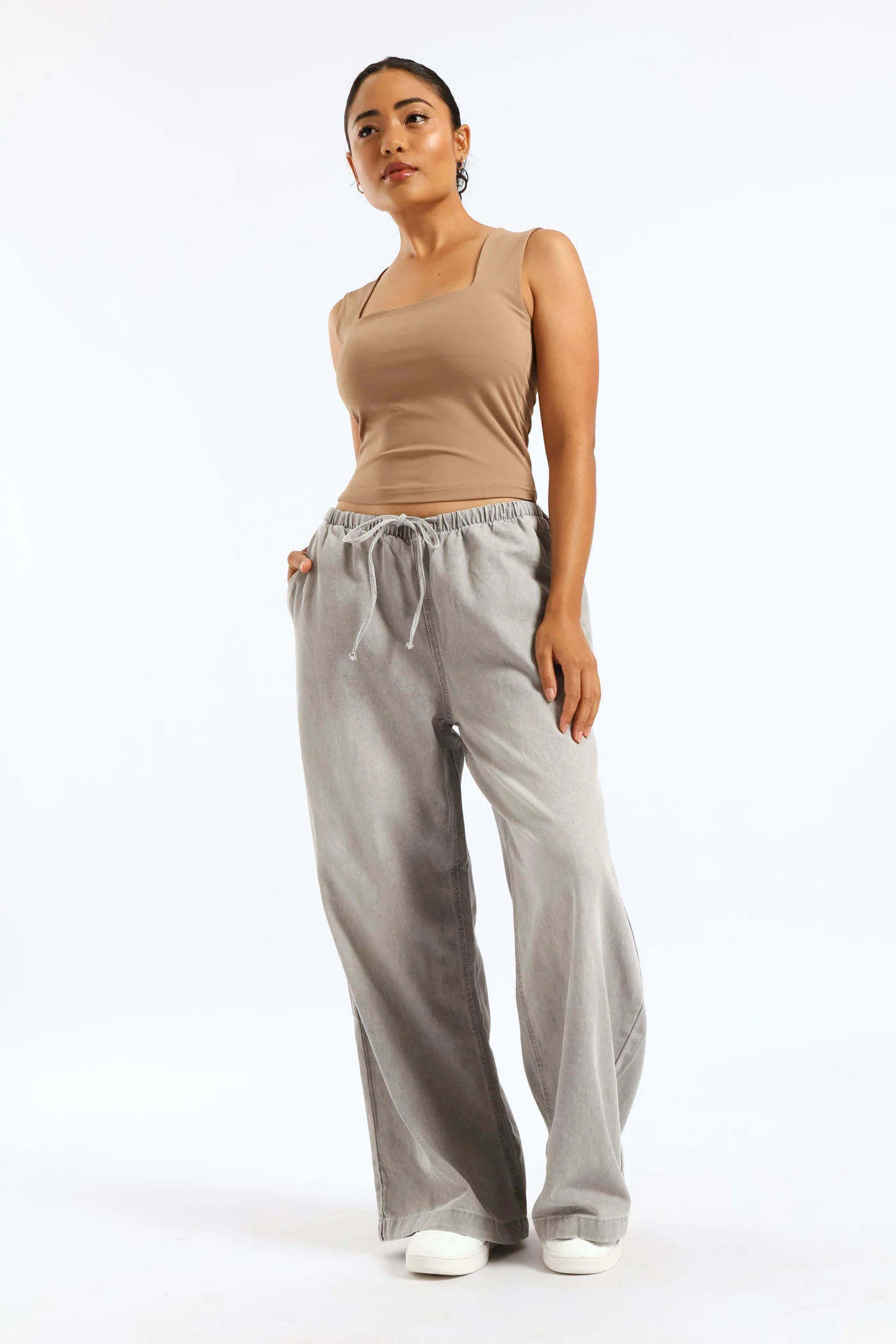 Skin Tight Square Neck Tank Top - Mocha - Image 6