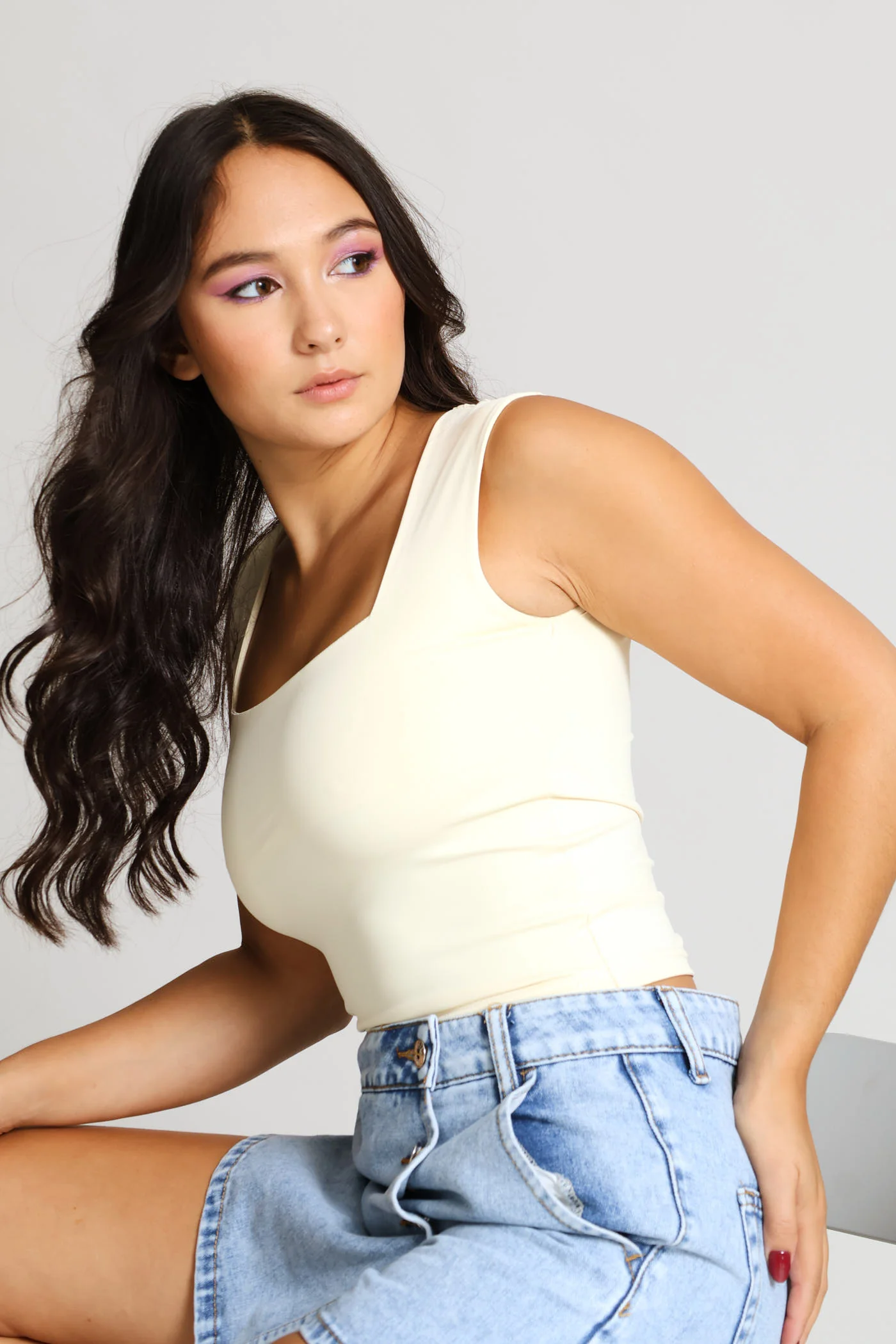 Skin Tight Square Neck Tank - Yellow - Image 2