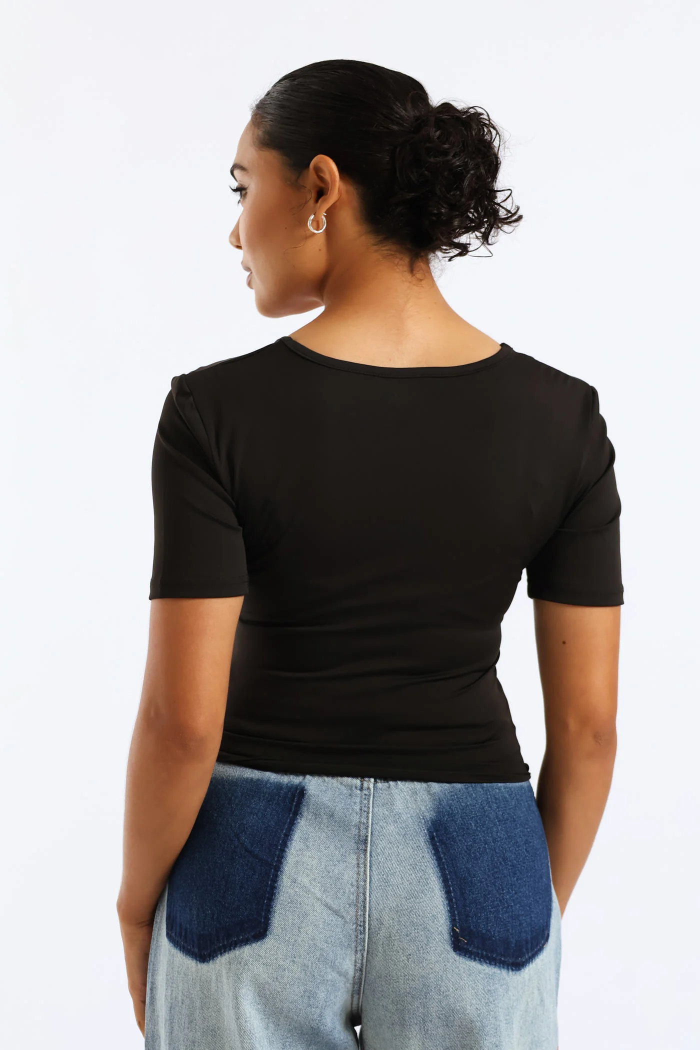 Skin Tight Square Neck Tee - Black - Image 2