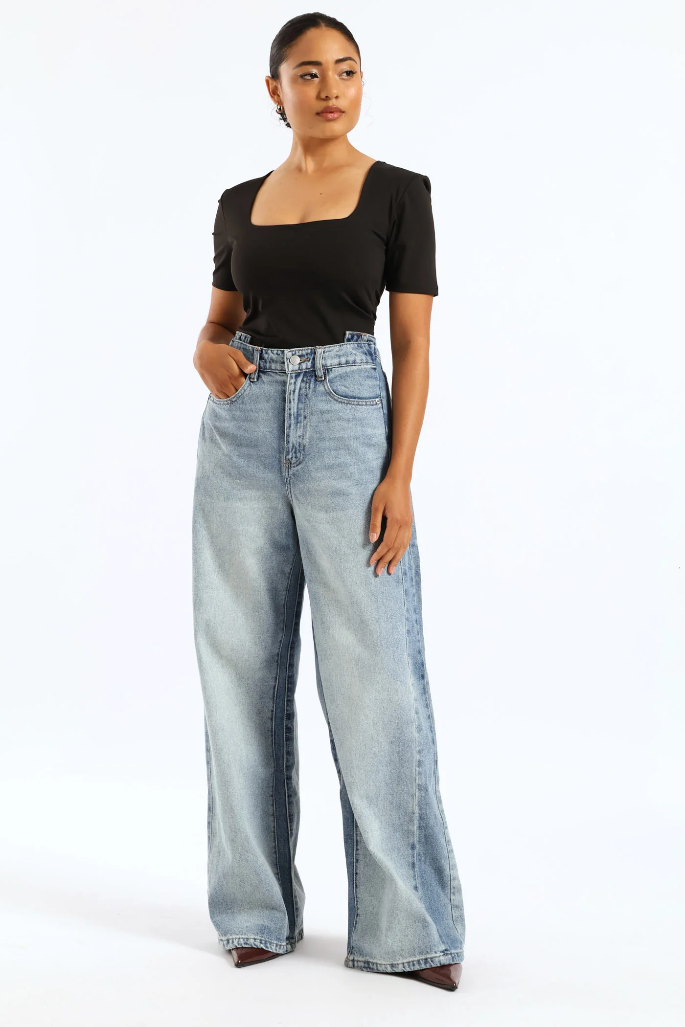 Skin Tight Square Neck Tee - Black - Image 4