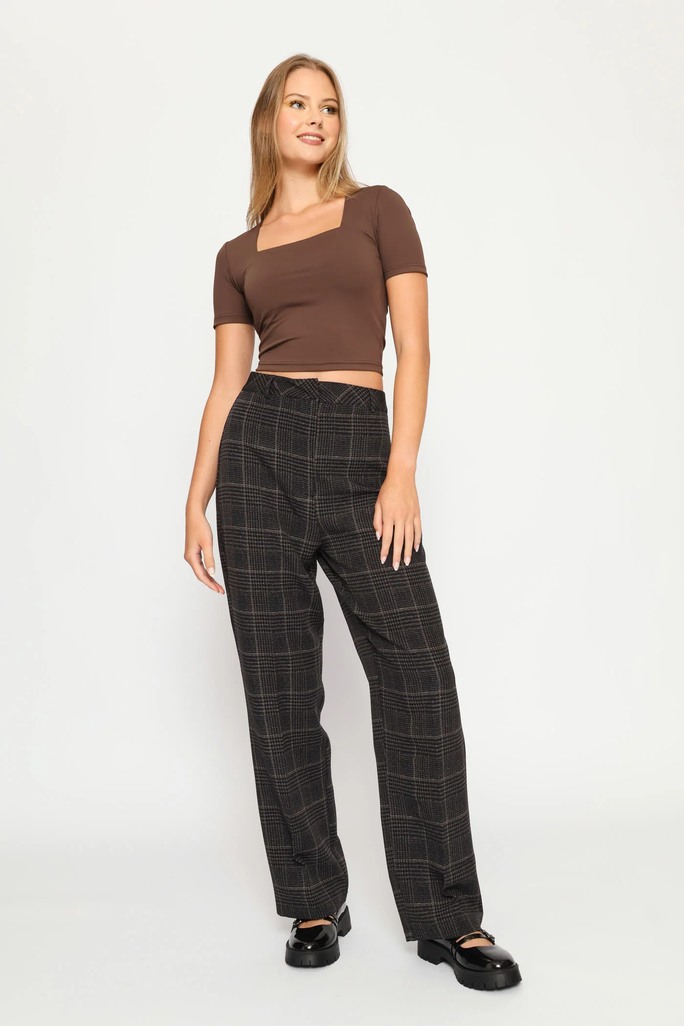 Skin Tight Square Neck Tee - Chocolate - Image 5