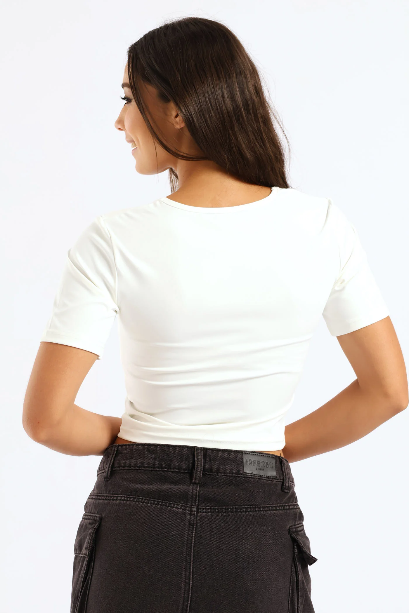 Skin Tight Square Neck Tee - White - Image 2