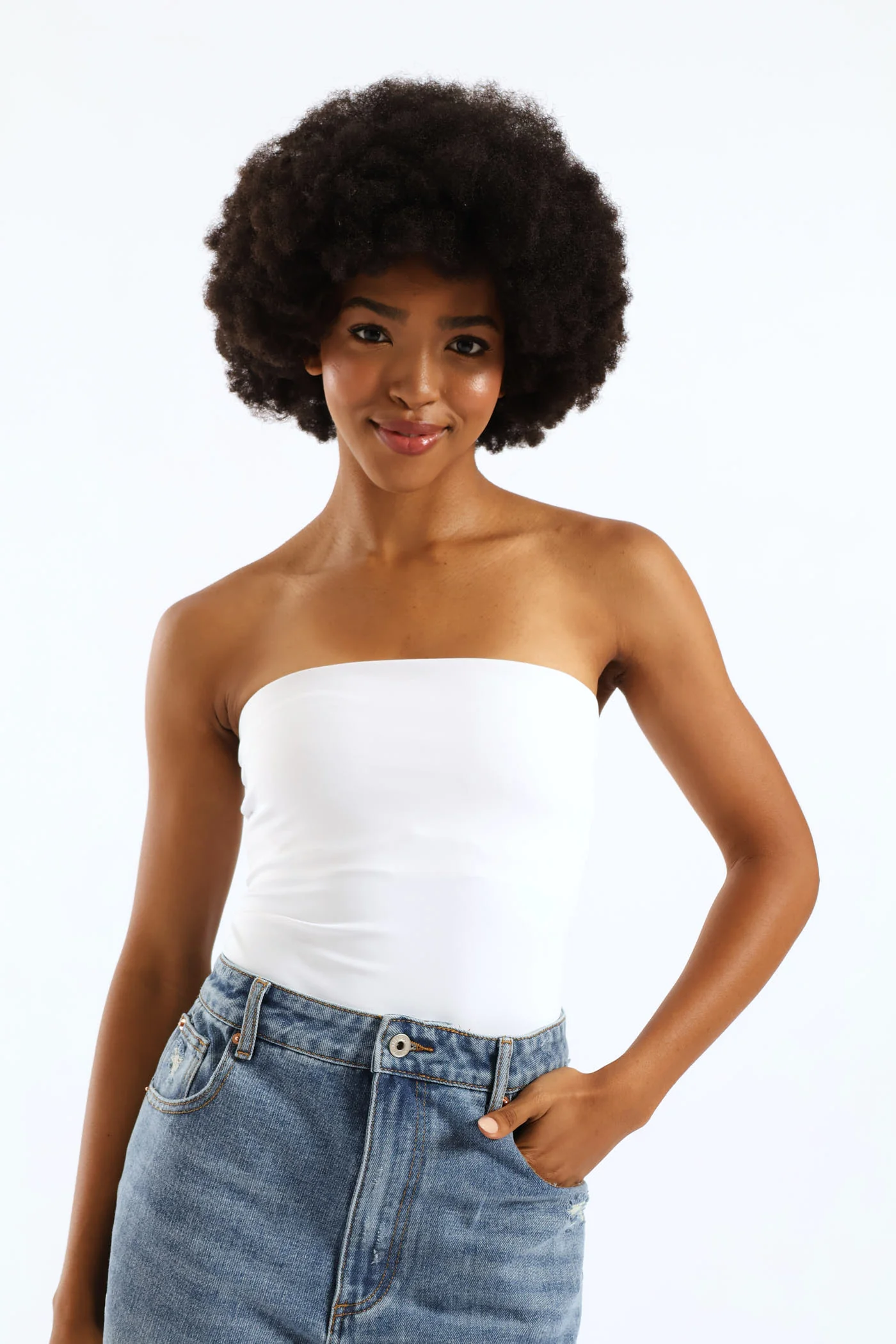 Skin Tight Tube Top - White - Image 4