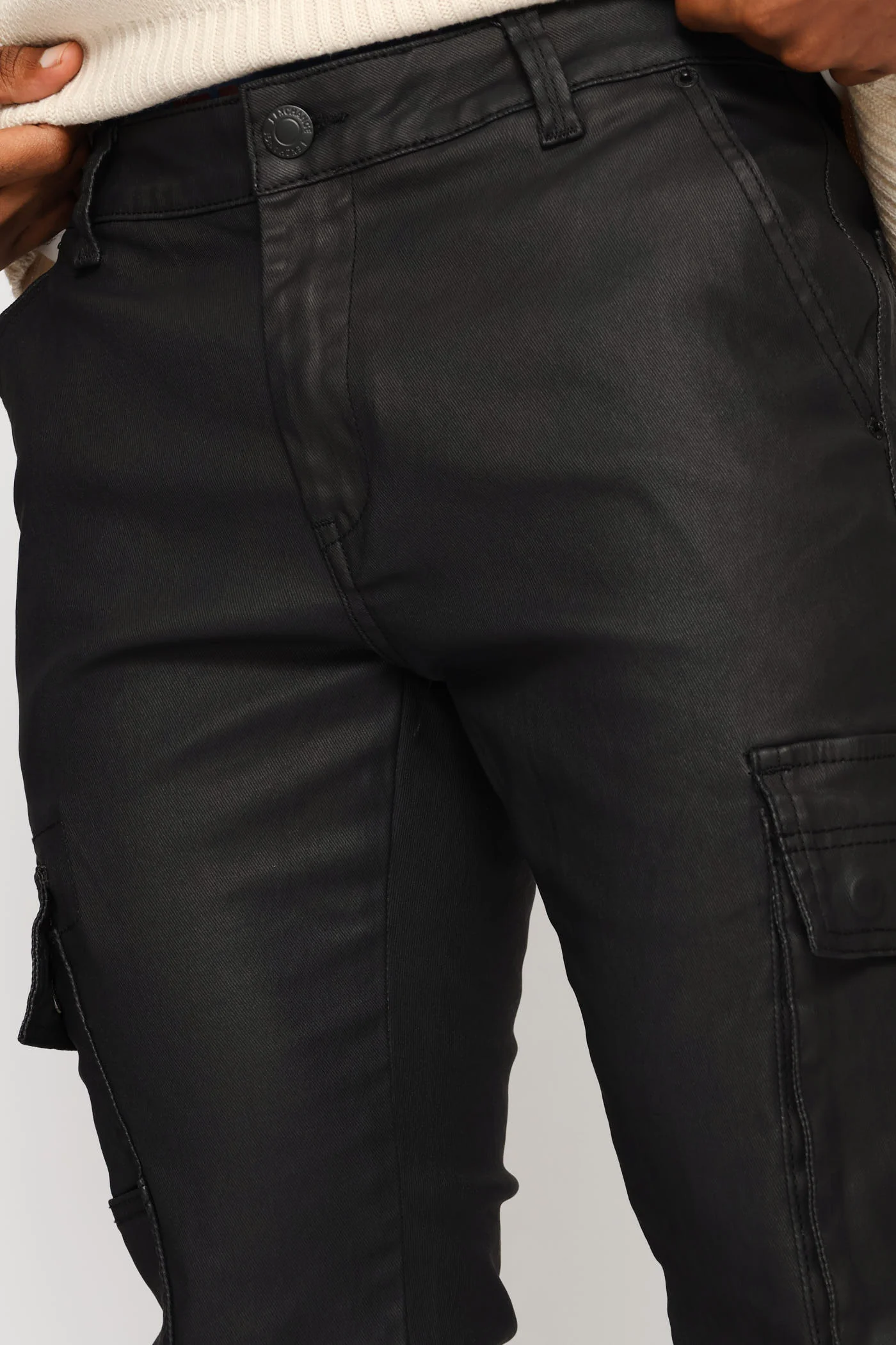 Skinny Cargo Wax Denim - Black - Image 2