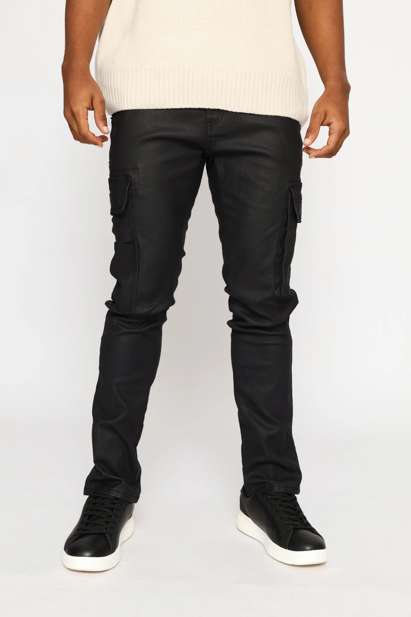 Skinny Cargo Wax Denim - Black - Image 3