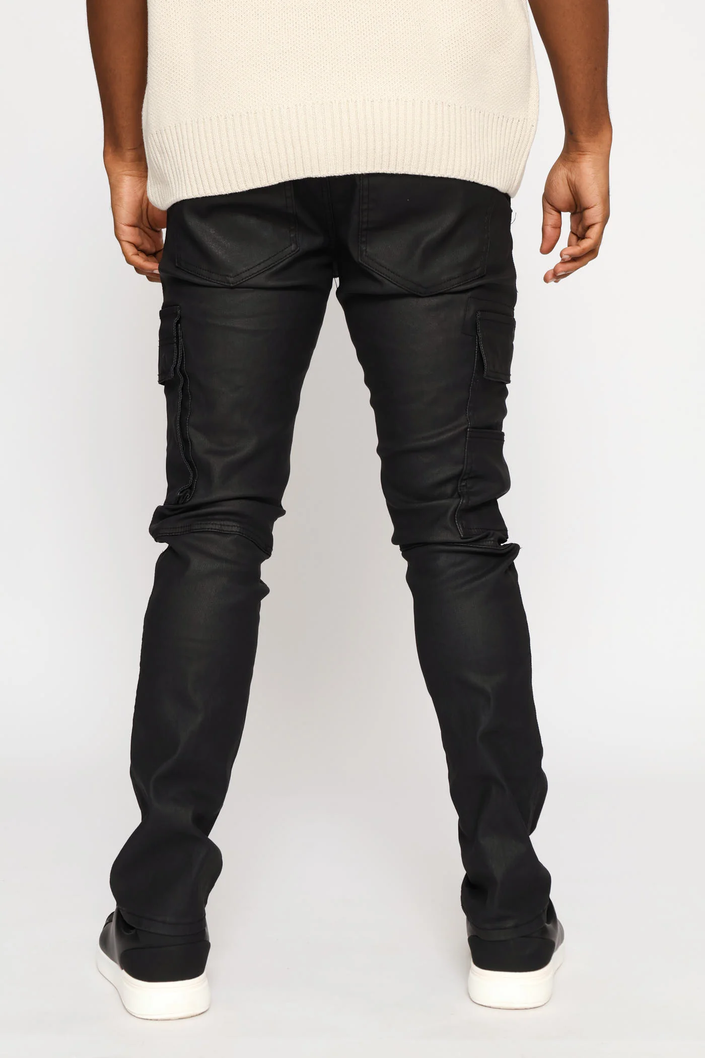 Skinny Cargo Wax Denim - Black - Image 5