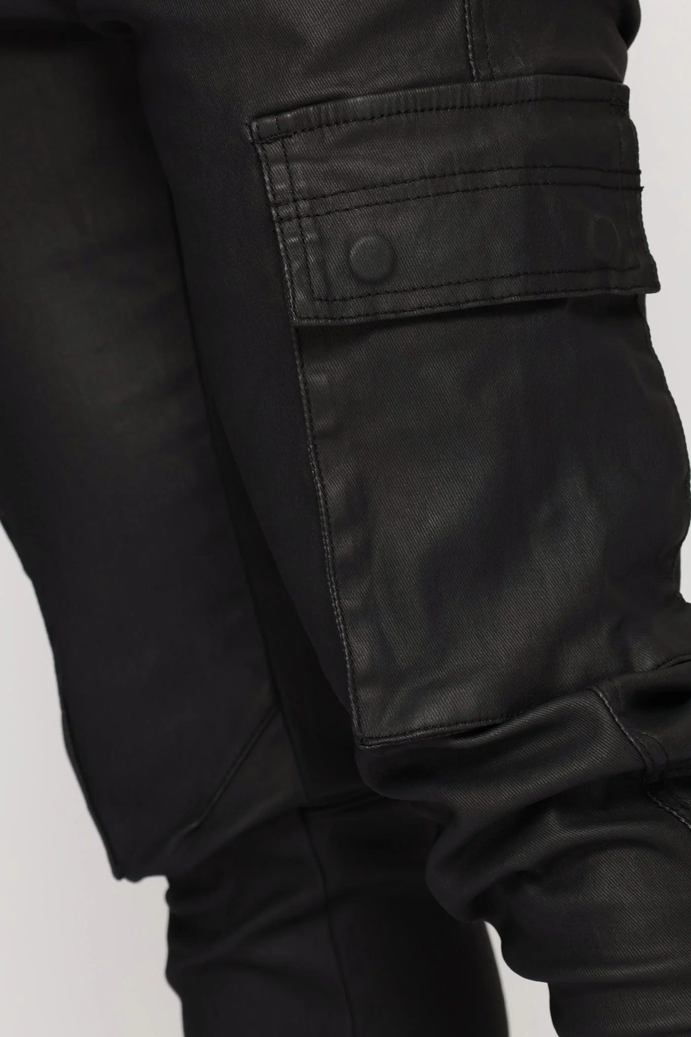 Skinny Cargo Wax Denim - Black - Image 6